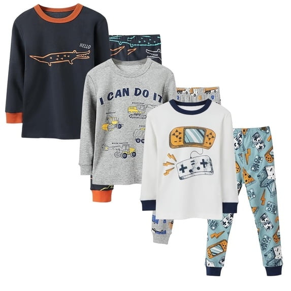 BenBen Kids Toddler Boy Pajamas Set 3-Pack Snug Fit Soft & Cozy - Size 2Y to 7Y