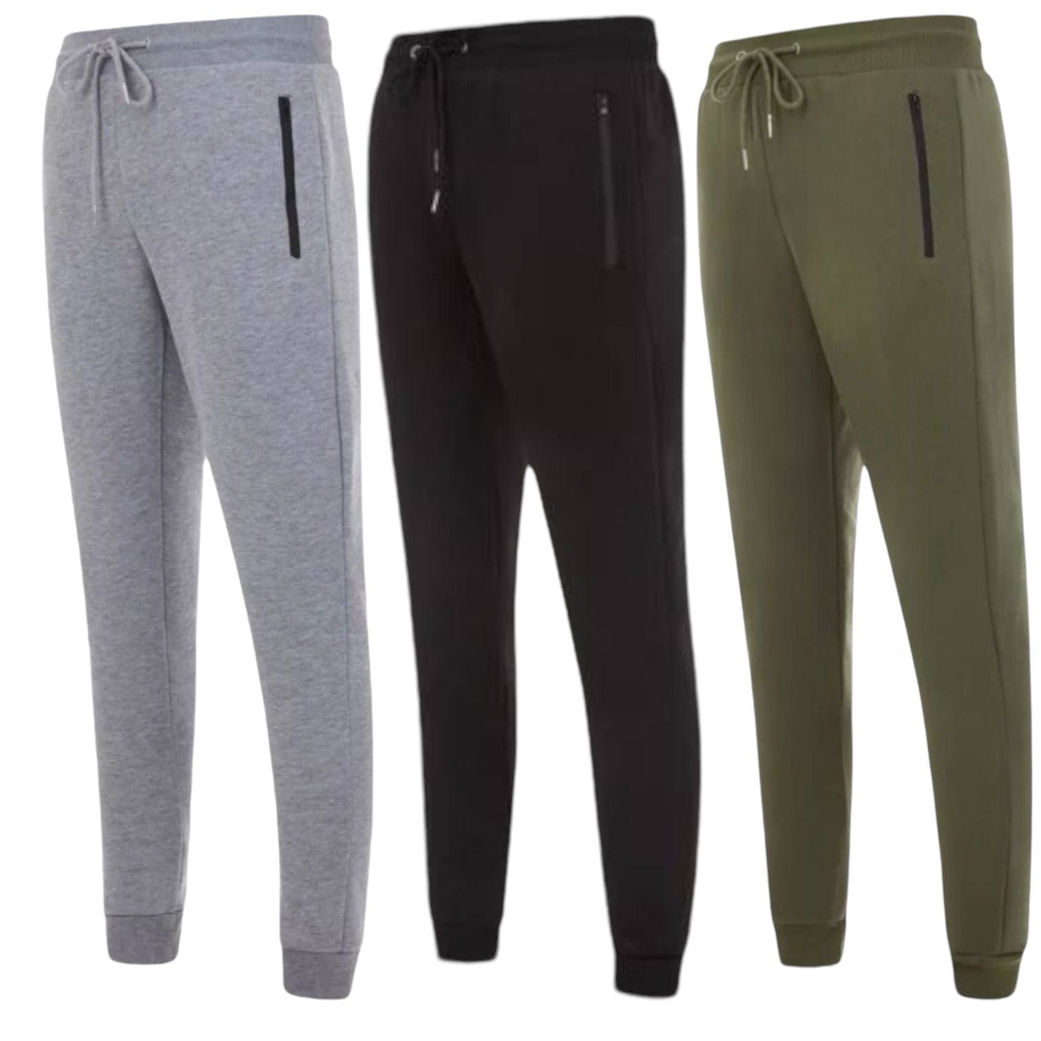 BenBen Men Jogger Sweatpants Athletic Pants with Zipper Loungewear Super Comfort - 3 Pack