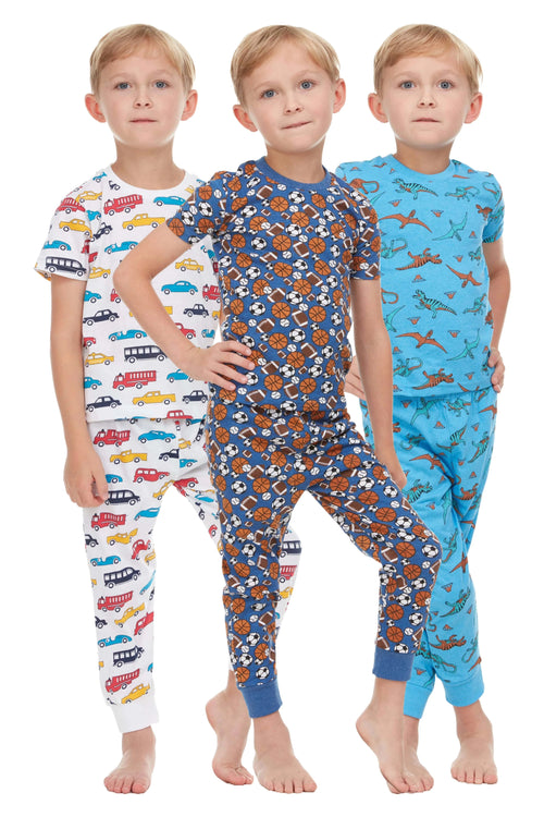 3-Pack Boys Toddler Pajamas – Super Soft Snug Fit (12M–8Y)