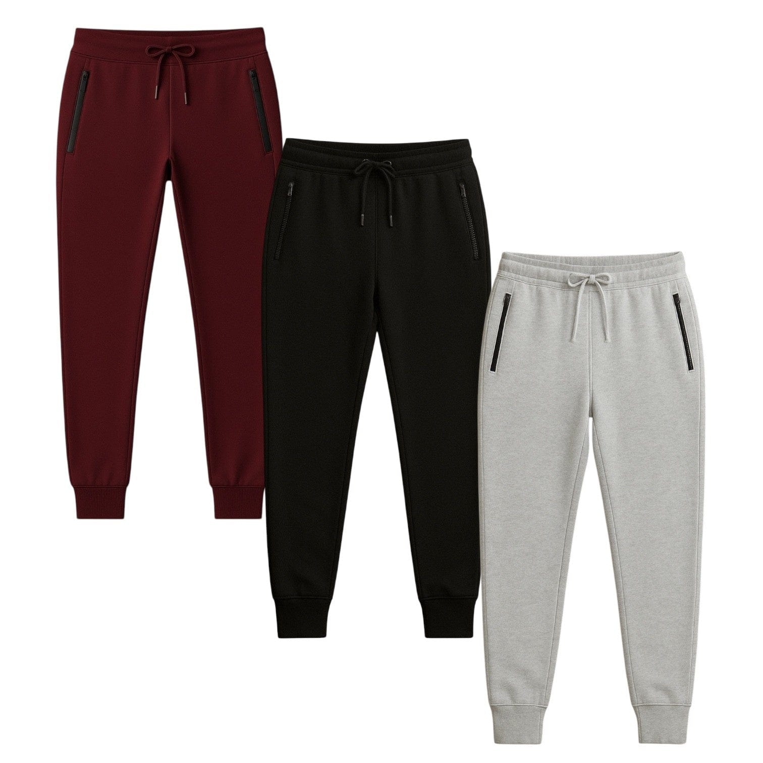 BenBe Women's Fleece Jogger Sweatpants with Zipper Pockets Soft and Stylish - 3 Pack