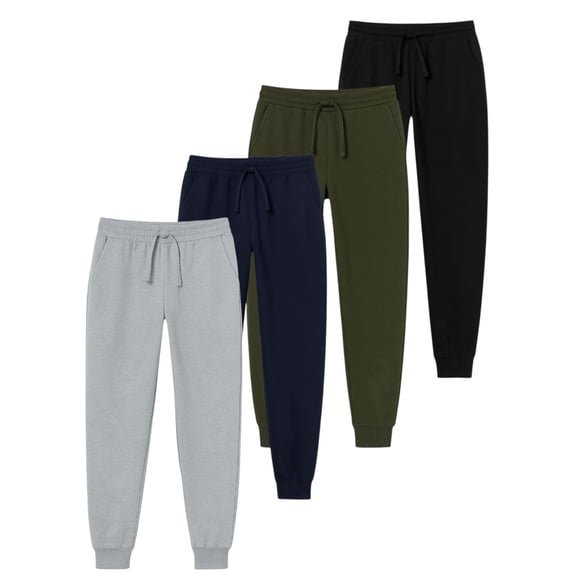 BenBen 4 Pack Men Fleece Athletic Jogger Pants with Pockets - Soft and Comfortable Sweatpants