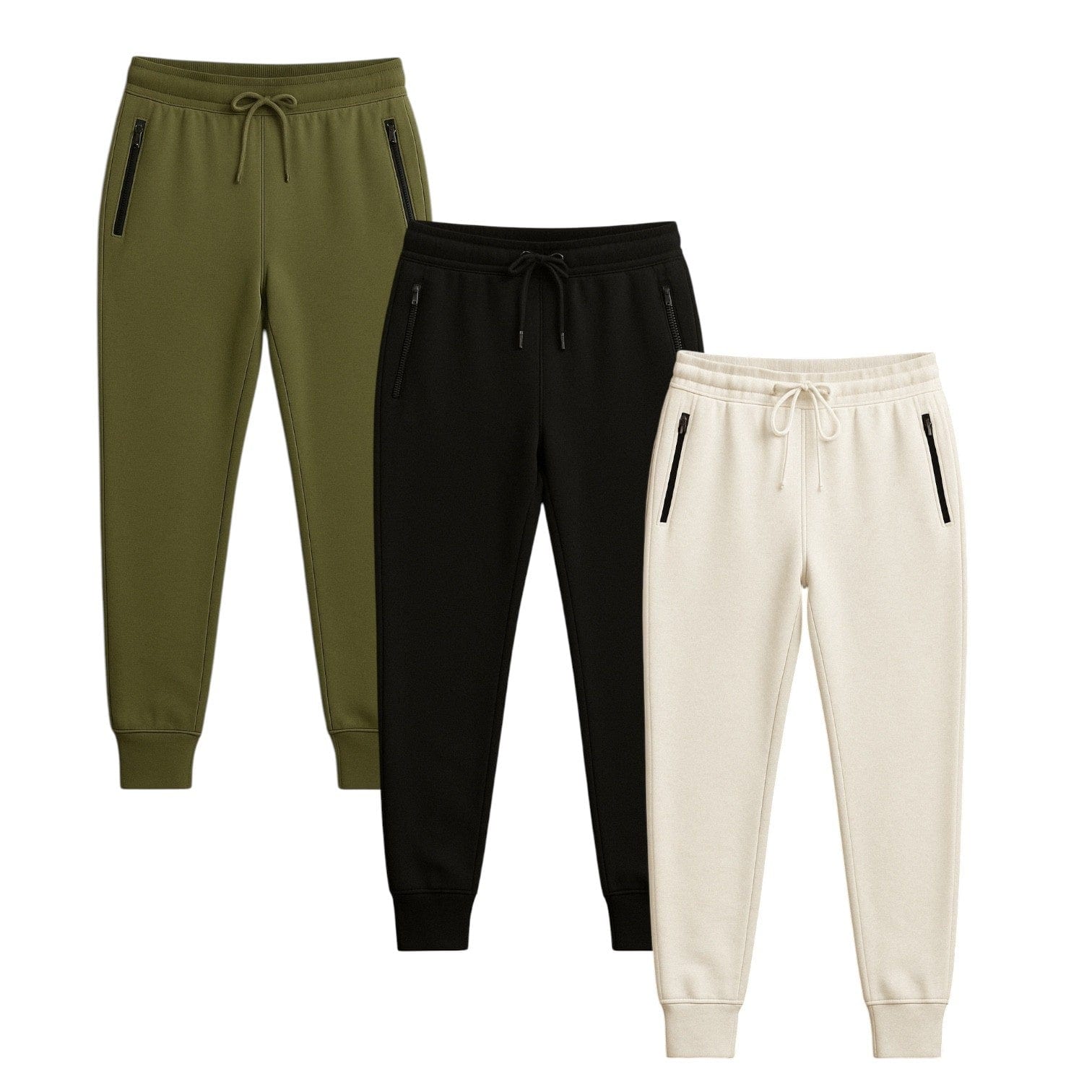 BenBe Women's Fleece Jogger Sweatpants with Zipper Pockets Soft and Stylish - 3 Pack