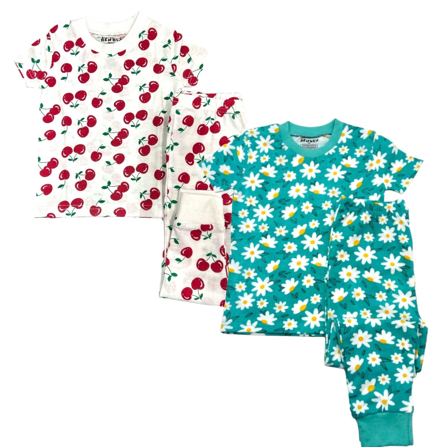Girls Pajamas 2-Pack – Short Sleeve Cotton Sets (Multiple Designs)