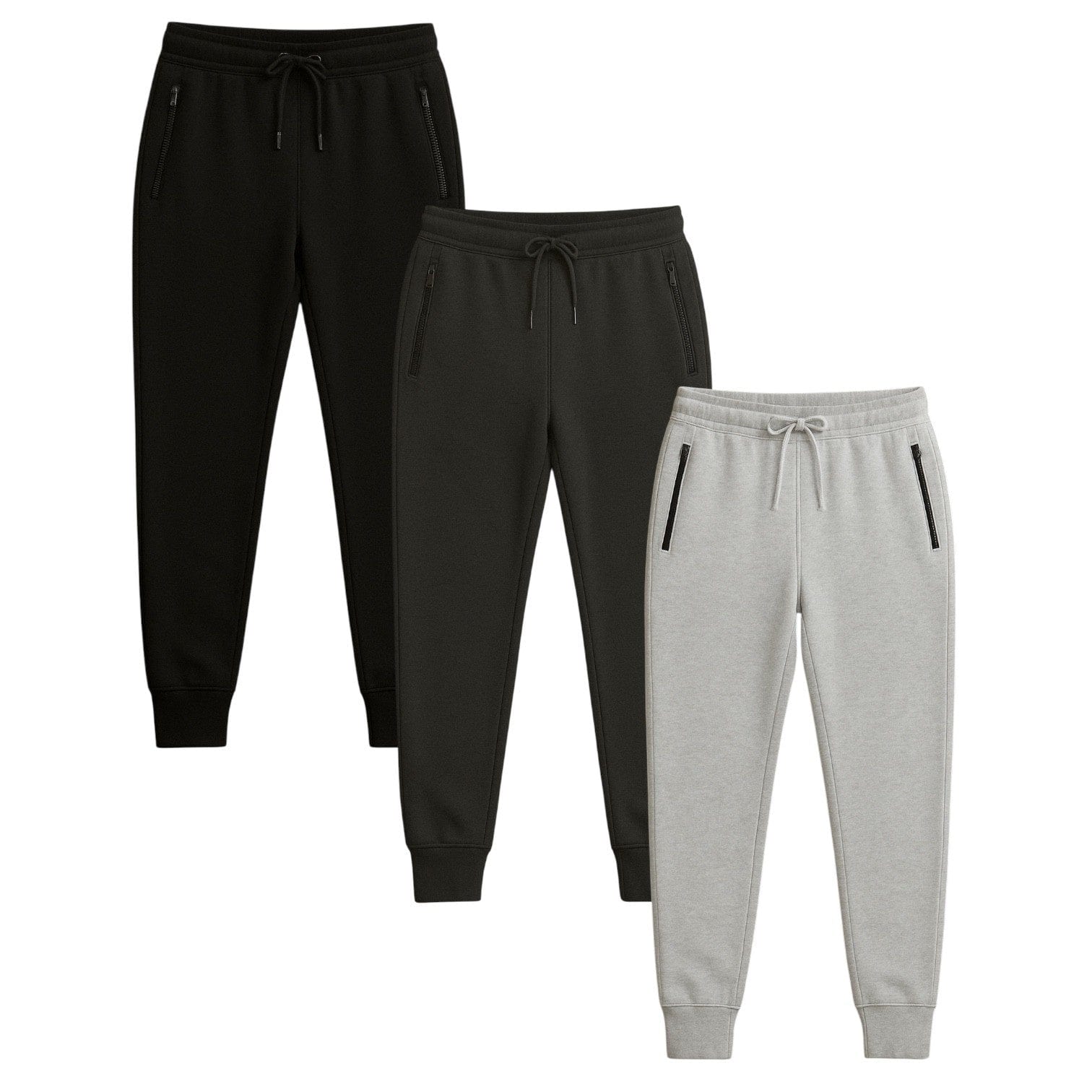 BenBe Women's Fleece Jogger Sweatpants with Zipper Pockets Soft and Stylish - 3 Pack