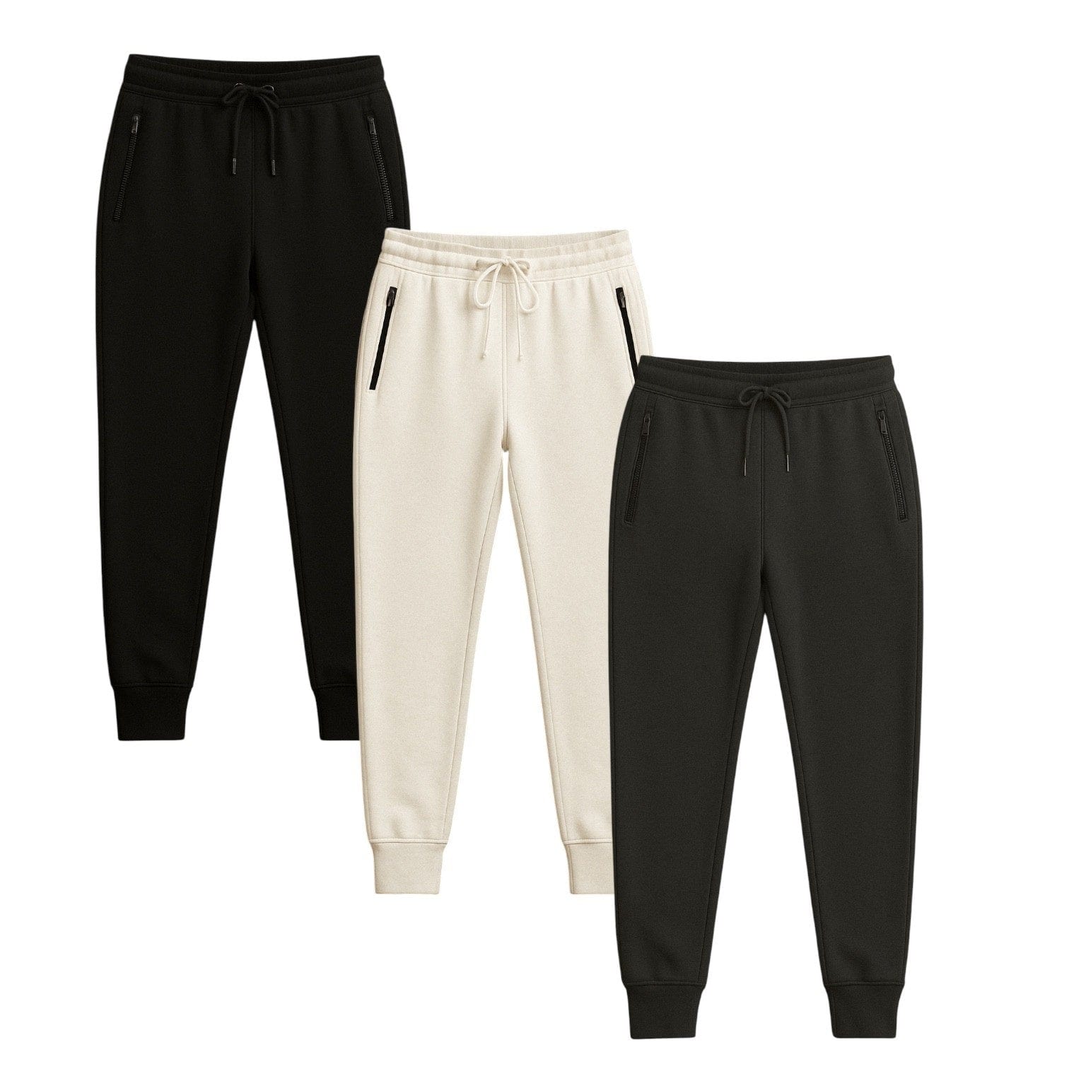 BenBe Women's Fleece Jogger Sweatpants with Zipper Pockets Soft and Stylish - 3 Pack