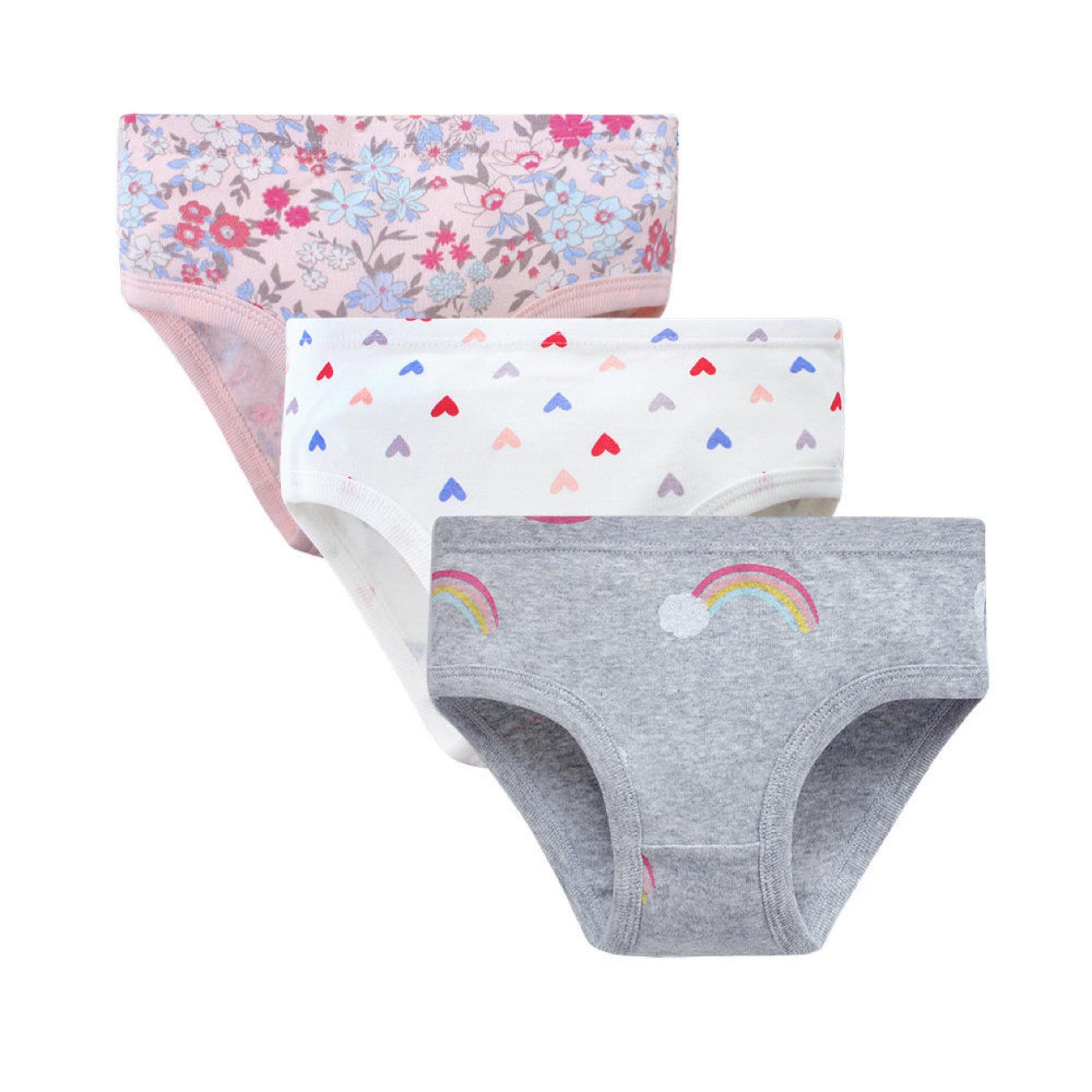 3-Pack Girls Underwear – Rainbows, Hearts & Flowers Prints