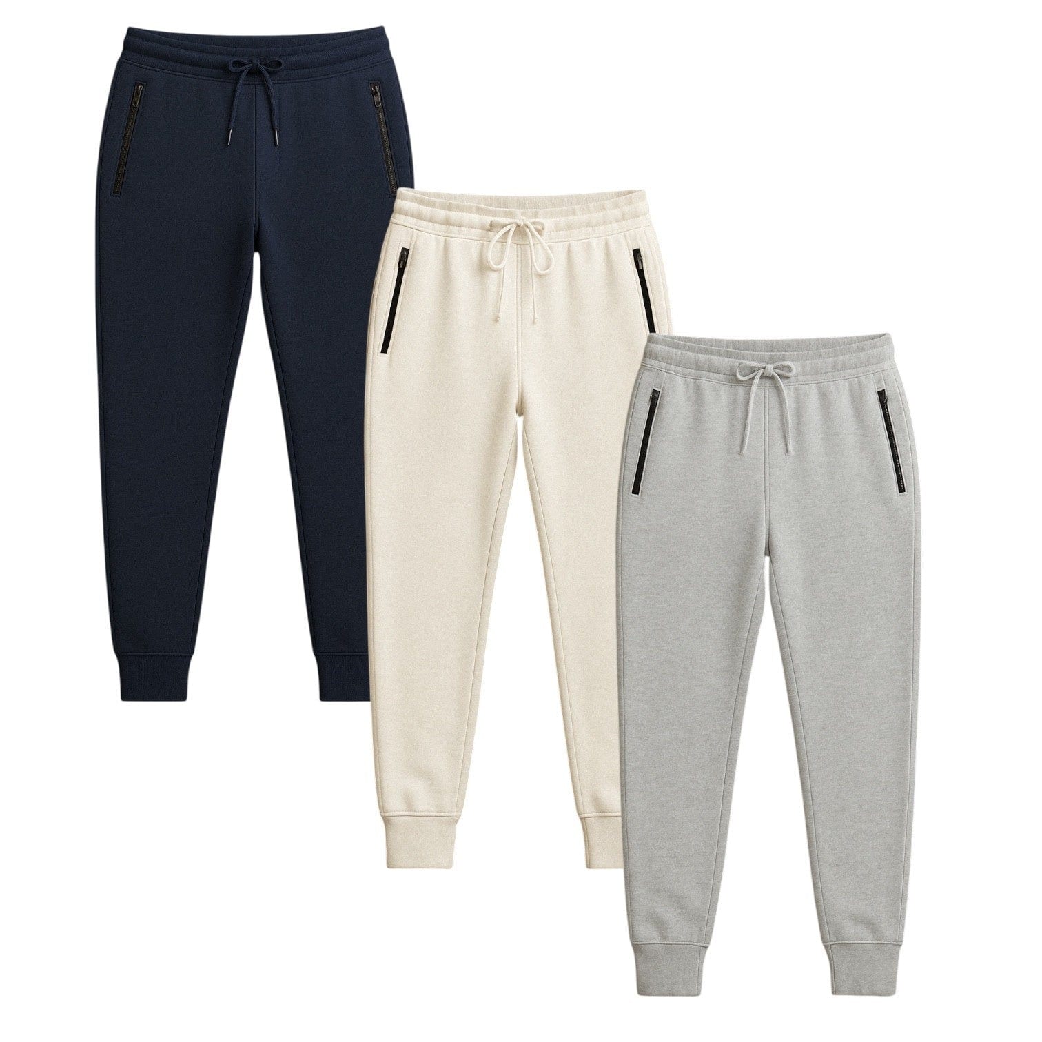 BenBe Women's Fleece Jogger Sweatpants with Zipper Pockets Soft and Stylish - 3 Pack