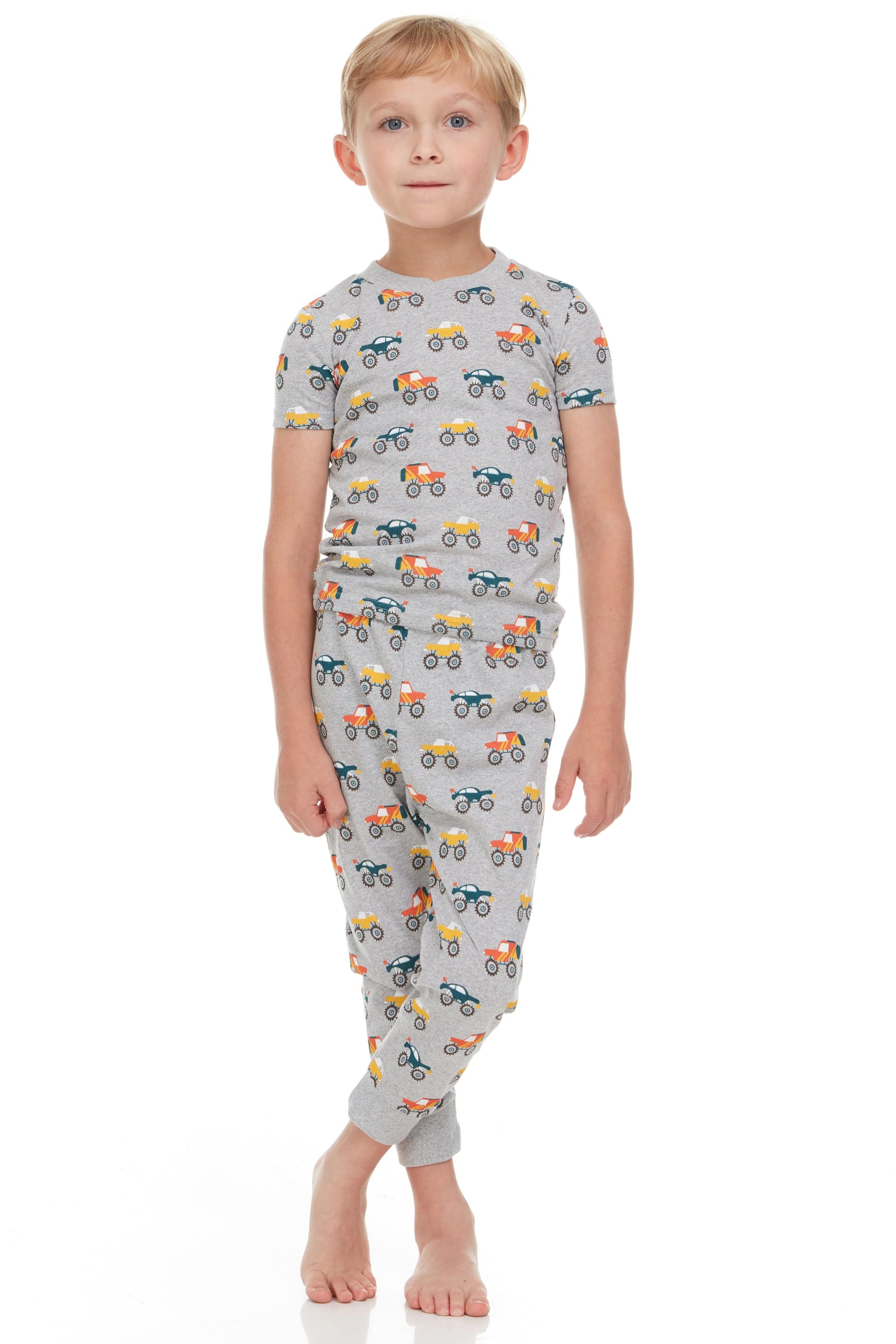 Boys Cotton Pajamas Set – Fun Prints (Trucks, Dinosaurs & Sports)