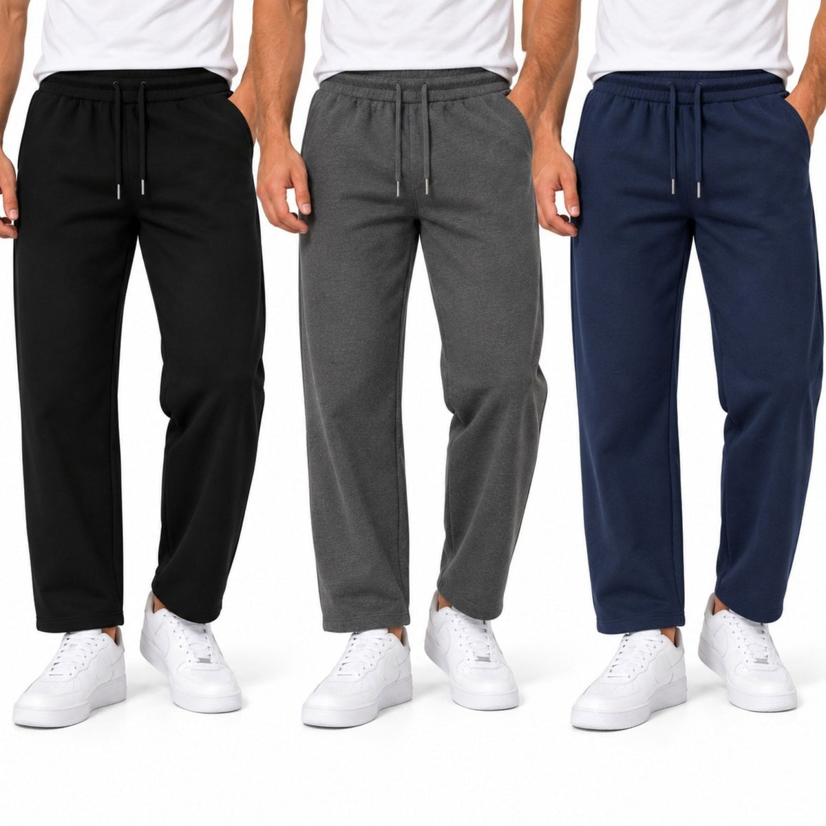 BenBen Men Sweatpants Open Bottom Jogger Pants Heavyweight Casual Stylish Trendy - 3 Pack