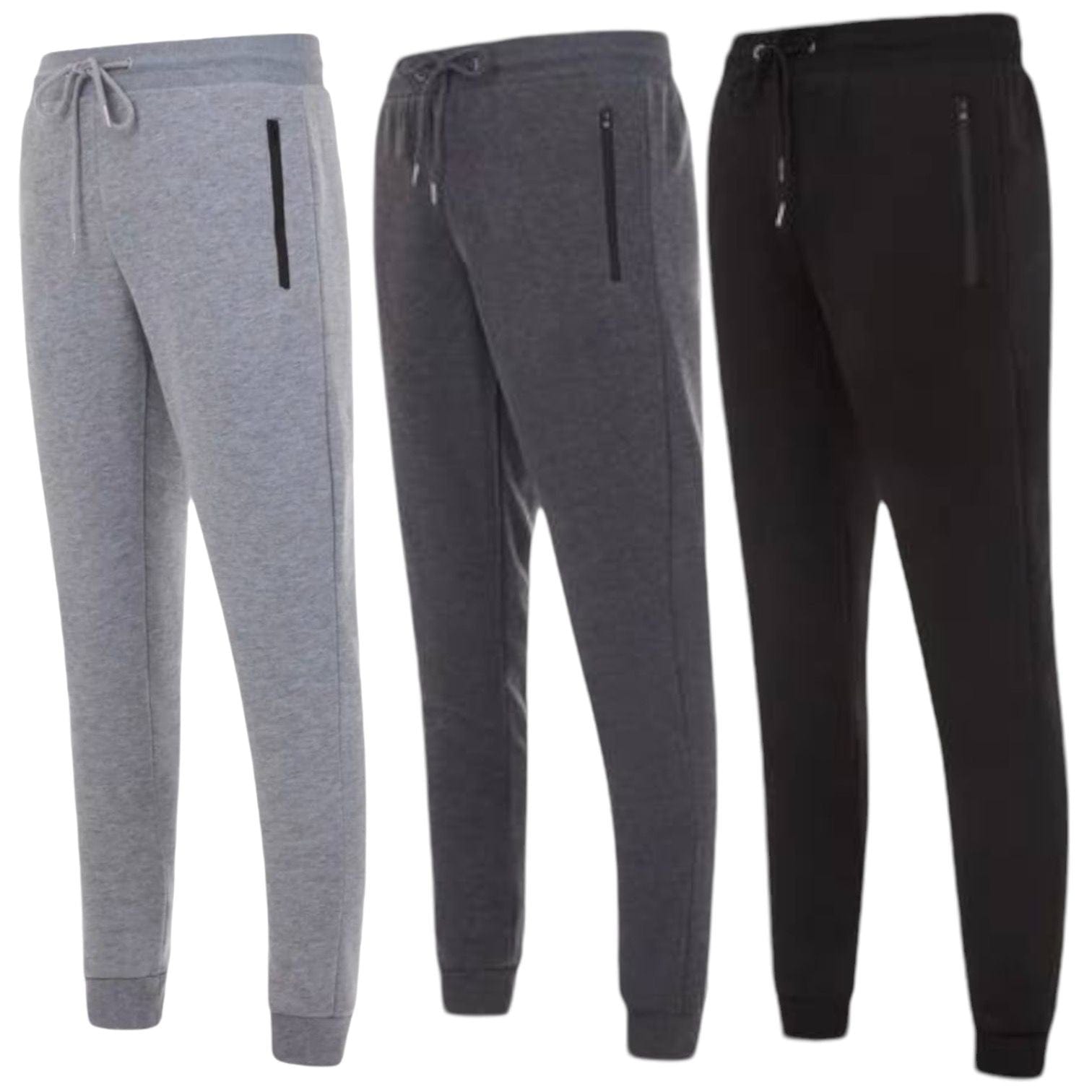 BenBen Men Jogger Sweatpants Athletic Pants with Zipper Loungewear Super Comfort - 3 Pack