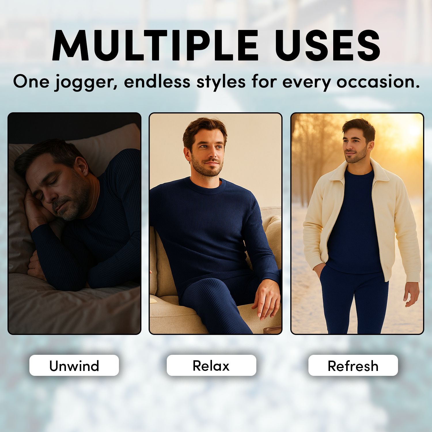 Men's 2-Pack Waffle Knit Thermal Sets, 4-Piece Cozy Sleepwear & Lounge Set (2 Tops & 2 Bottoms), Breathable Waffle Weave Long Johns, Soft Performance Base Layer, Relaxed Fit Pajama Set
