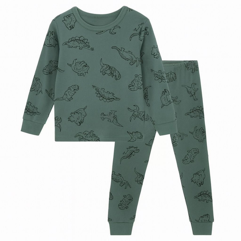 Green Dinosaurs Boy Toddler Pajamas Set