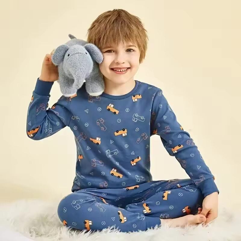 Golden Cars on Blue Boy Toddler Pajamas Set