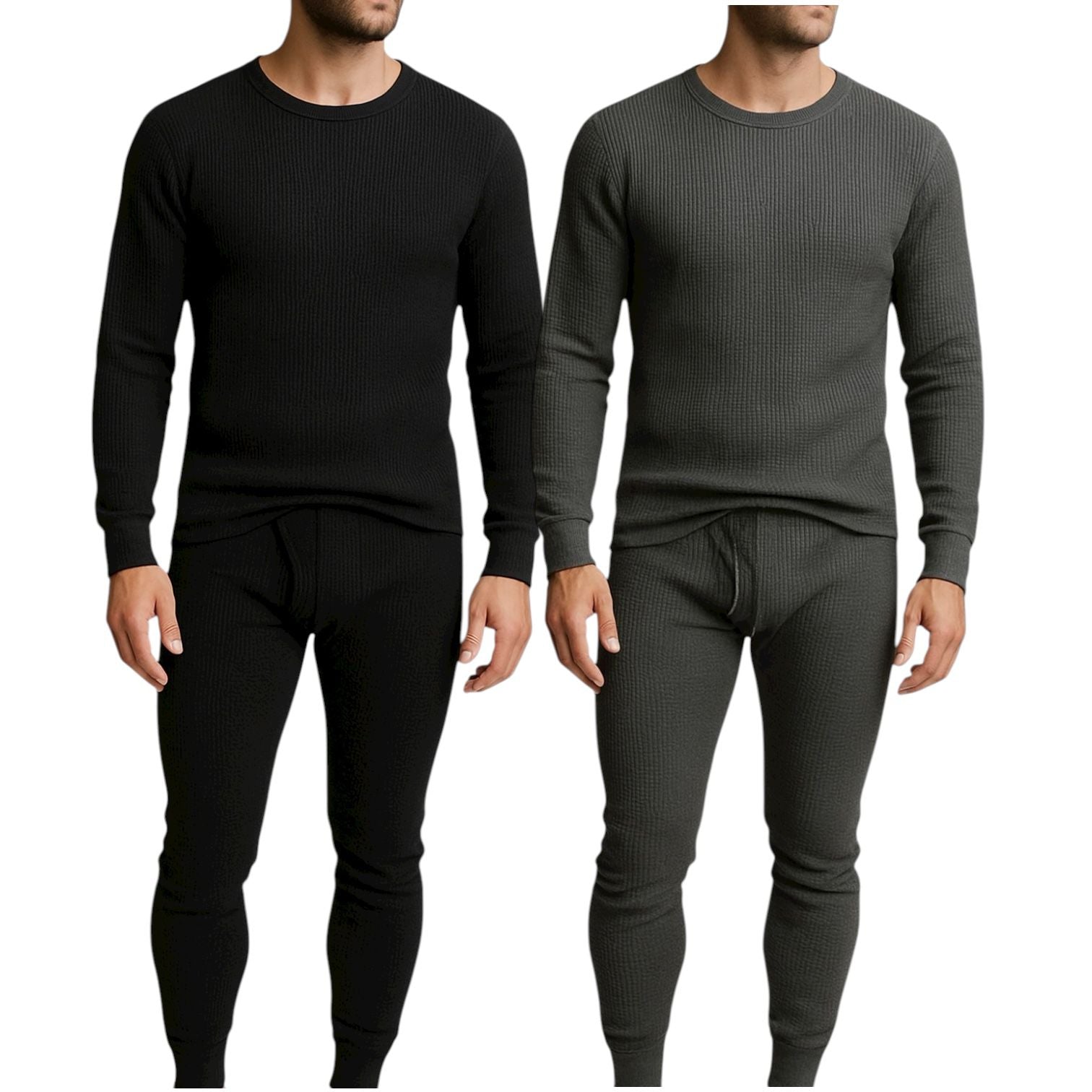 Men's 2-Pack Waffle Knit Thermal Sets, 4-Piece Cozy Sleepwear & Lounge Set (2 Tops & 2 Bottoms), Breathable Waffle Weave Long Johns, Soft Performance Base Layer, Relaxed Fit Pajama Set