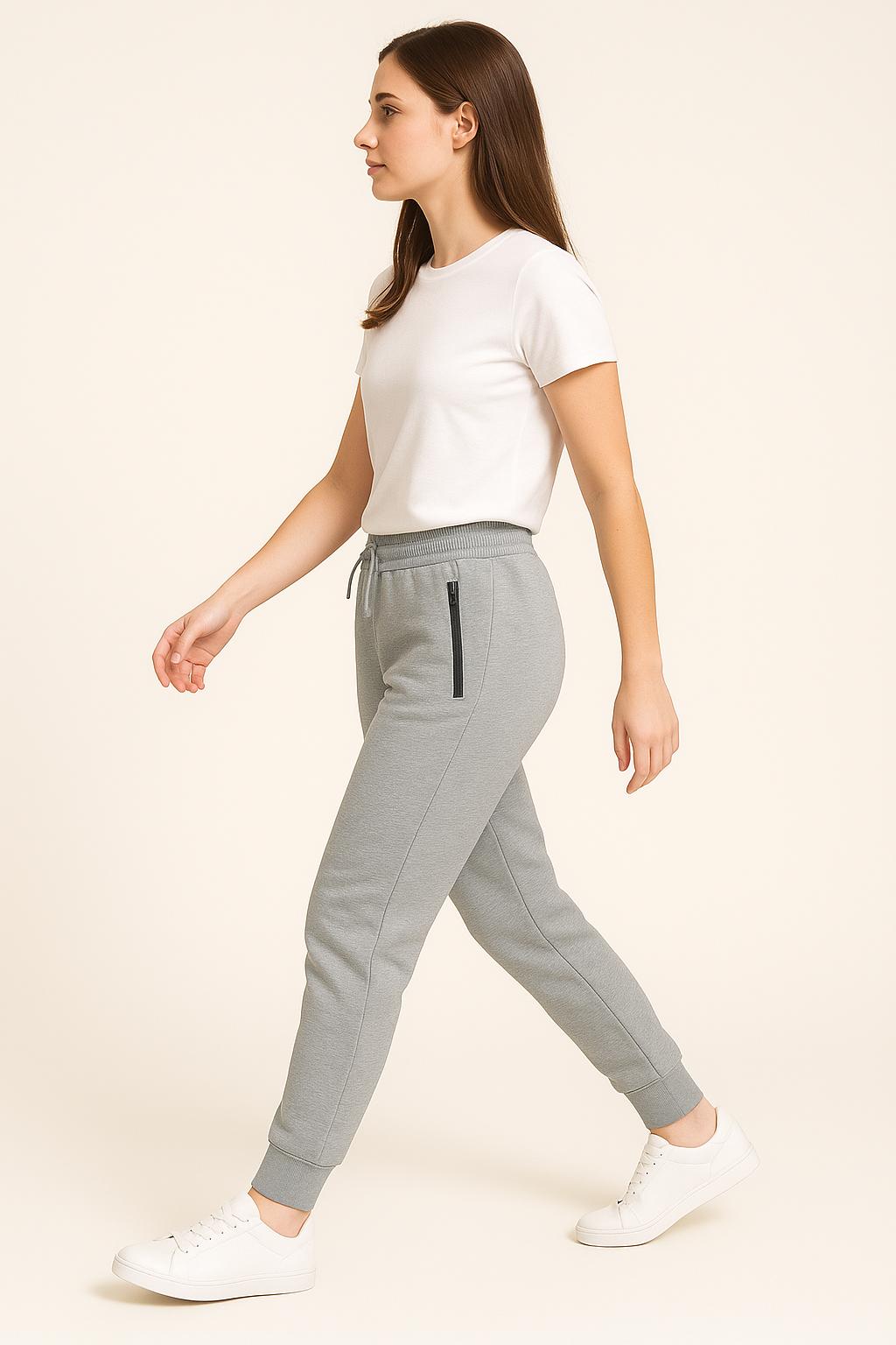 Women's 3-Pack Zipper Pocket Joggers, Modern Slim Fit Athletic Sweatpants, High-Stretch Tapered Lounge Pants, Secure Storage Workout Bottoms, Performance Training Wear