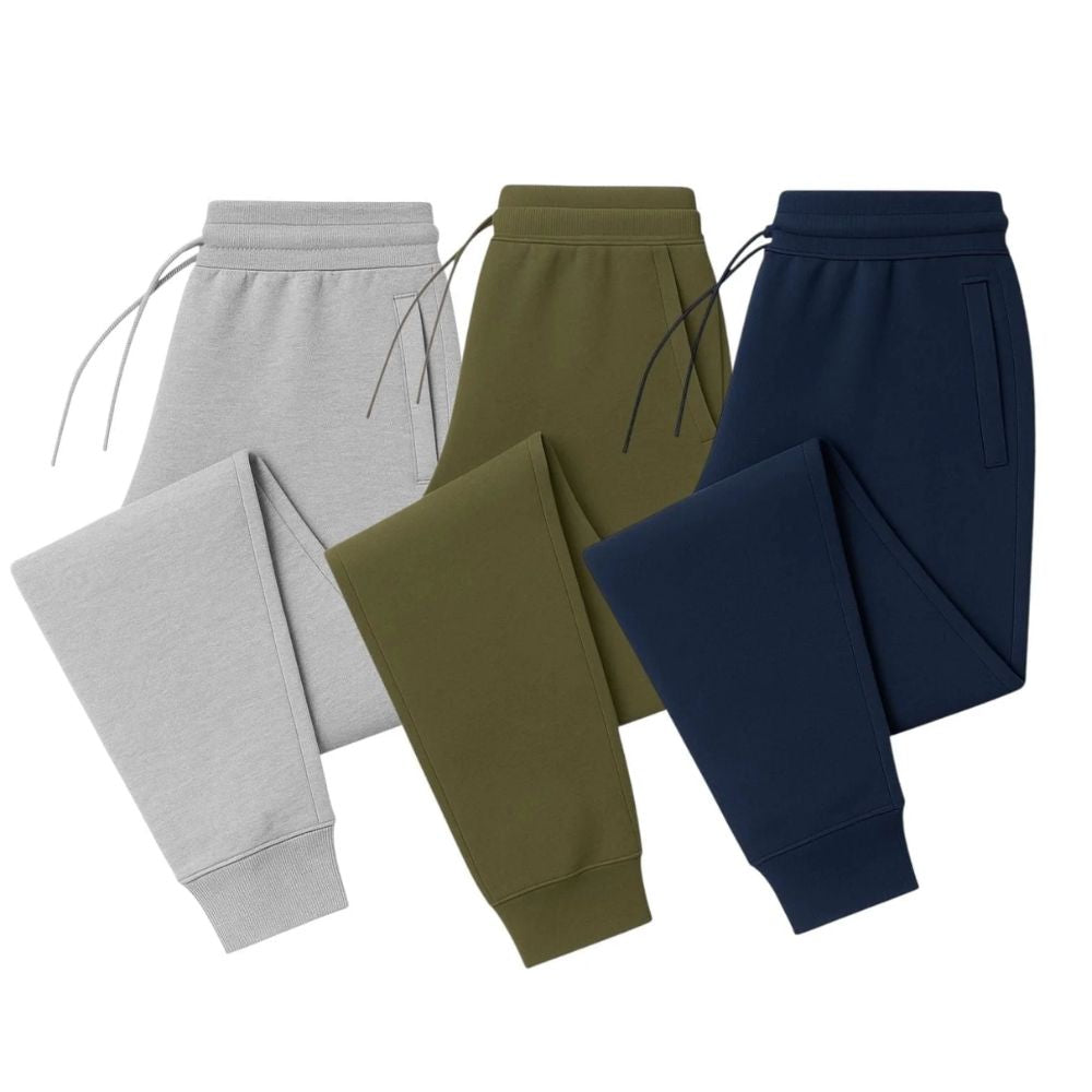 Men's 3-Pack Basic Jogger Sweatpants, Comfortable Relaxed Fit Lounge Pants with Pockets, Tapered Leg Athletic Bottoms, Breathable Cotton-Blend Training Wear, Everyday Essential Trousers