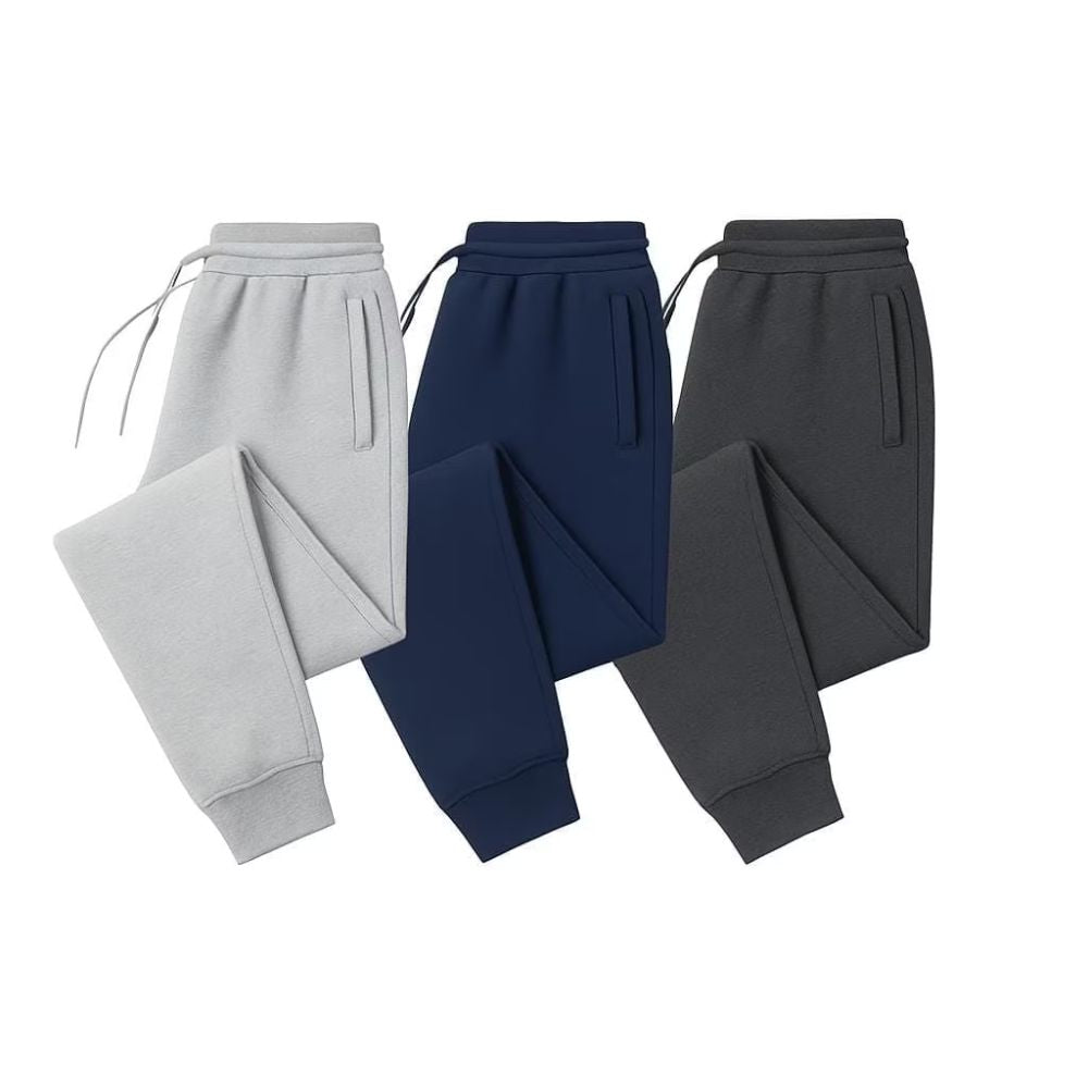 Men's 3-Pack Basic Jogger Sweatpants, Comfortable Relaxed Fit Lounge Pants with Pockets, Tapered Leg Athletic Bottoms, Breathable Cotton-Blend Training Wear, Everyday Essential Trousers