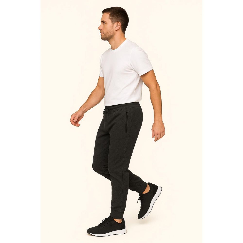 Men's 3-Pack Zipper Pocket Joggers, Modern Fit Athletic Sweatpants, Ultra-Elastic Tapered Lounge Pants, Secure Storage Workout Bottoms, Performance Training Wear