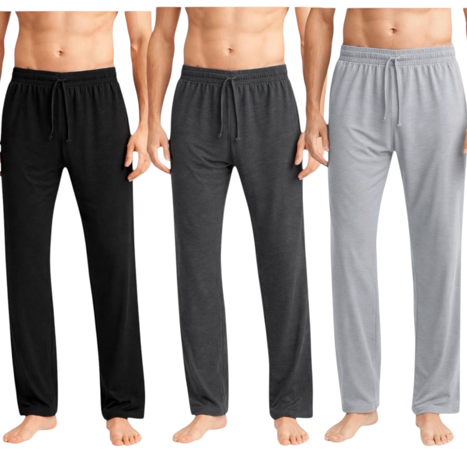 Men's 3-Pack Lightweight Open Bottom Pajama Pants - Relaxed Lounge Wear
