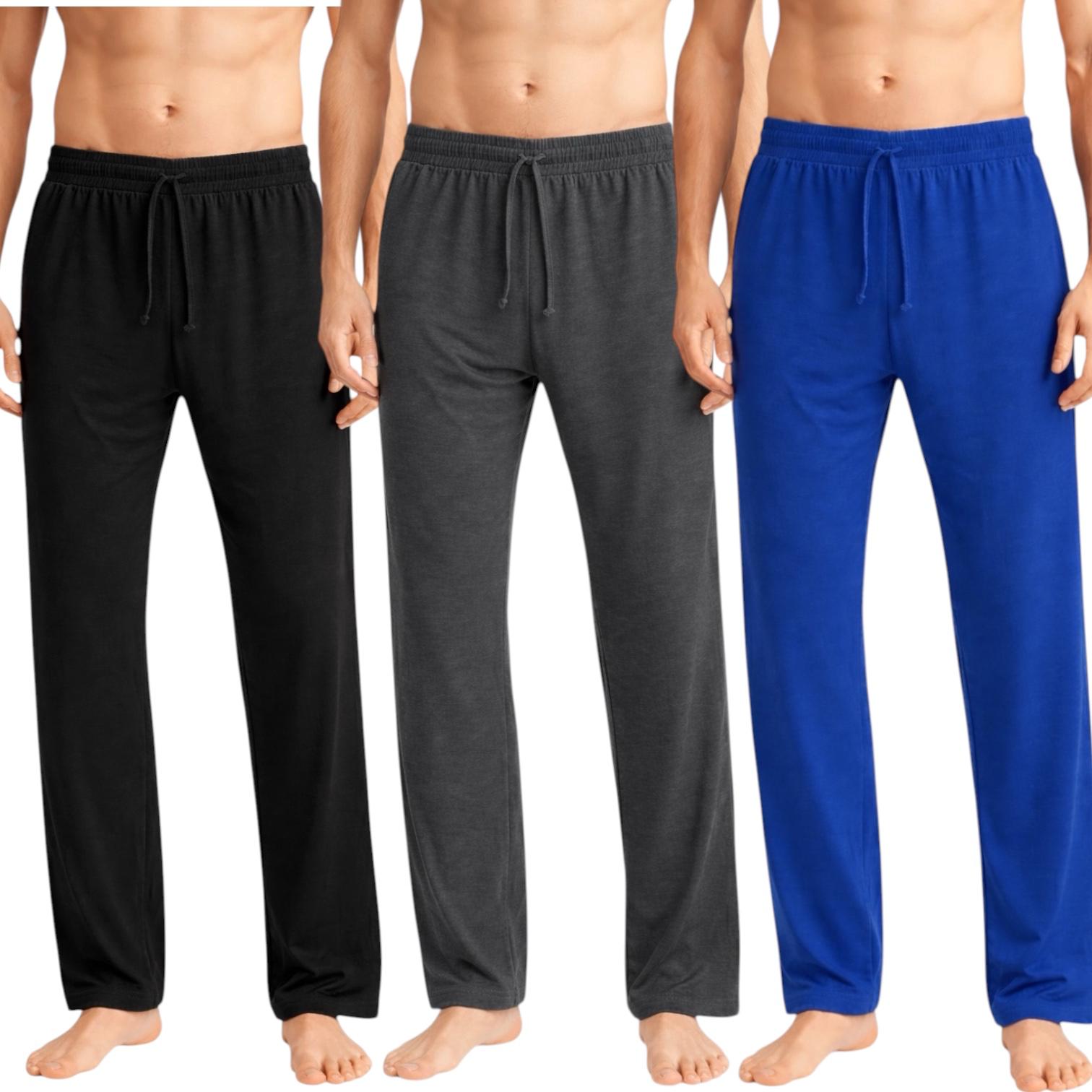 Men's 3-Pack Lightweight Open Bottom Pajama Pants - Relaxed Lounge Wear