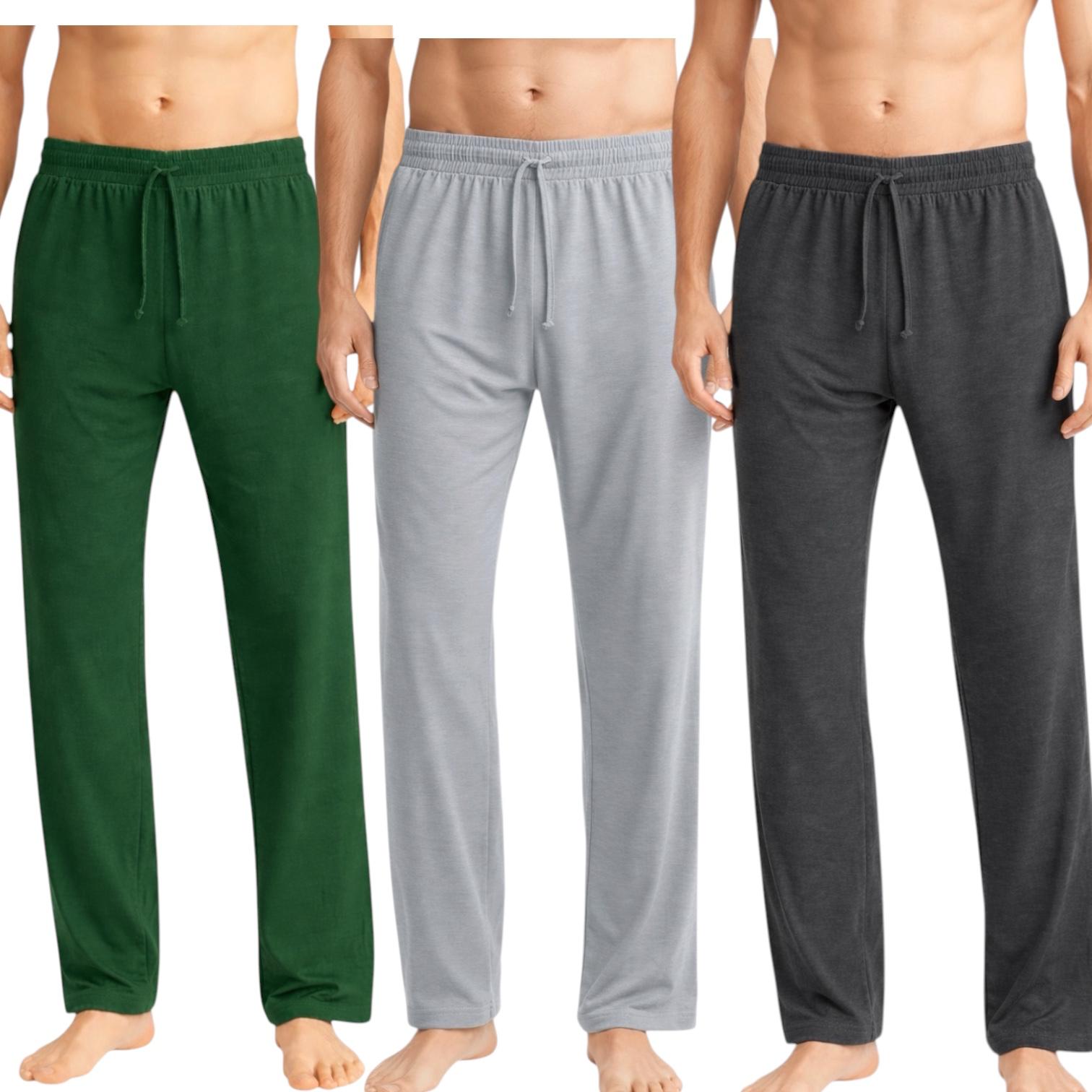 Men's 3-Pack Lightweight Open Bottom Pajama Pants - Relaxed Lounge Wear