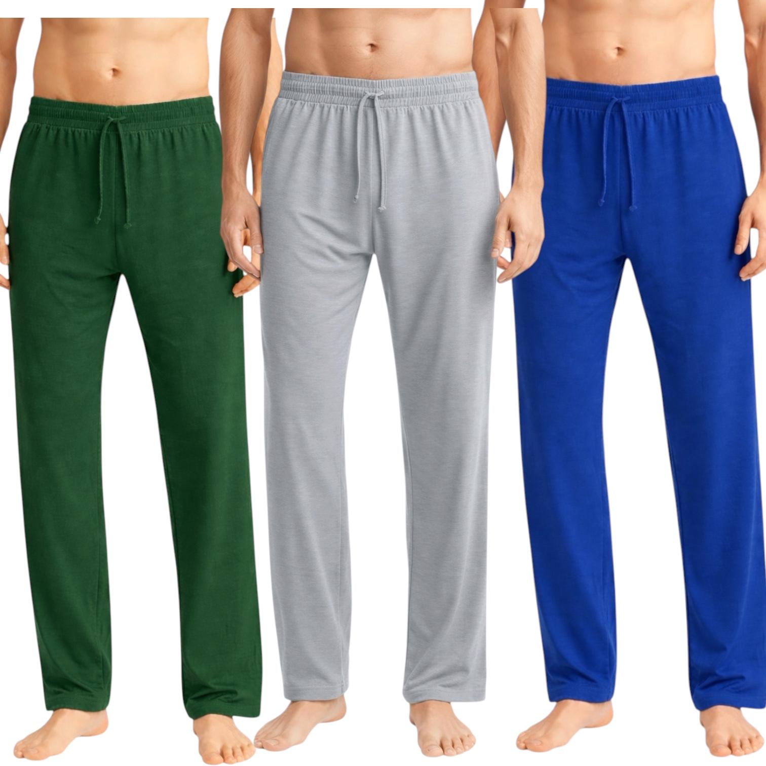 Men's 3-Pack Lightweight Open Bottom Pajama Pants - Relaxed Lounge Wear