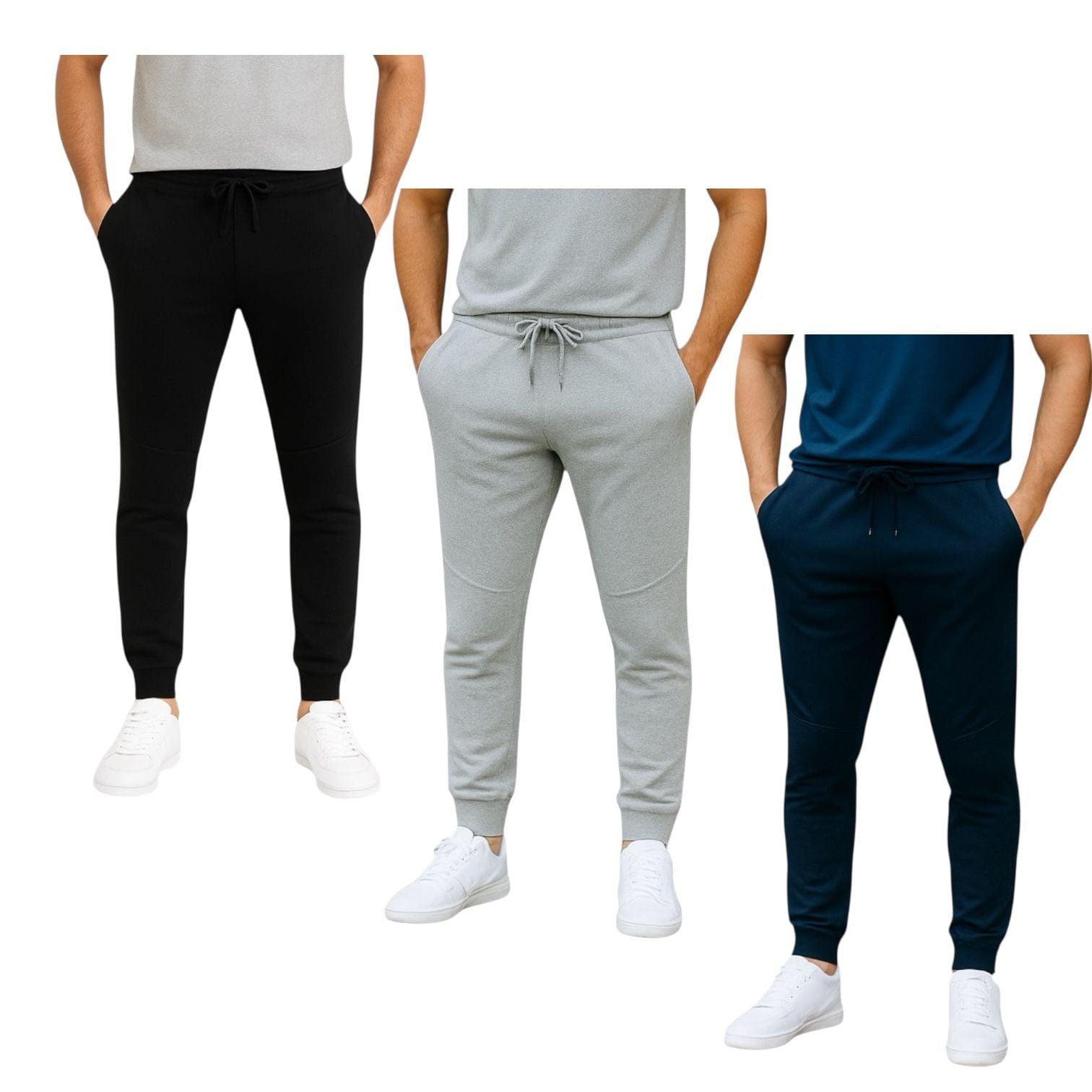 BenBen Men's Joggers Sweatpants Ultra Soft French Terry Dual Pocket - 3 Pack