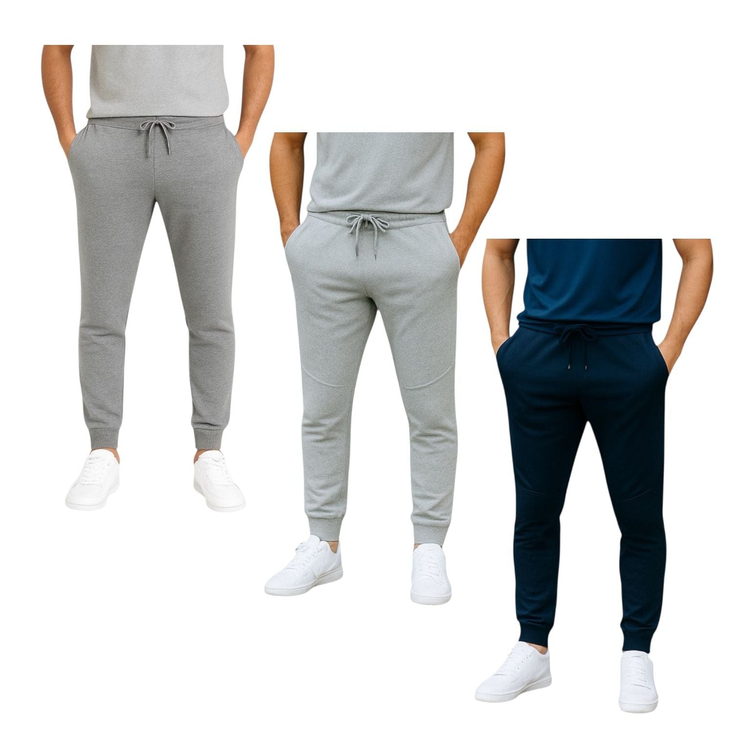 BenBen Men's Joggers Sweatpants Ultra Soft French Terry Dual Pocket - 3 Pack