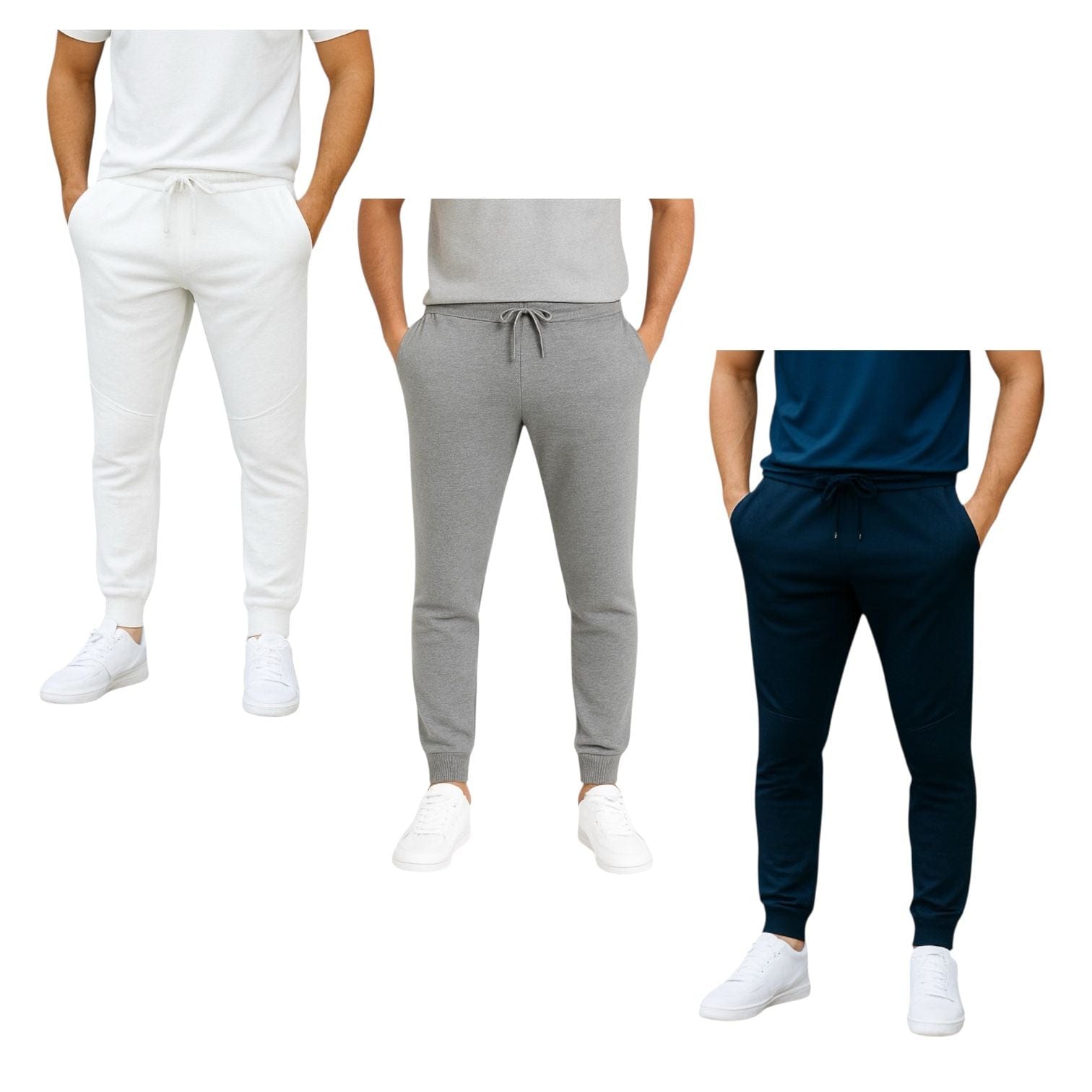 BenBen Men's Joggers Sweatpants Ultra Soft French Terry Dual Pocket - 3 Pack