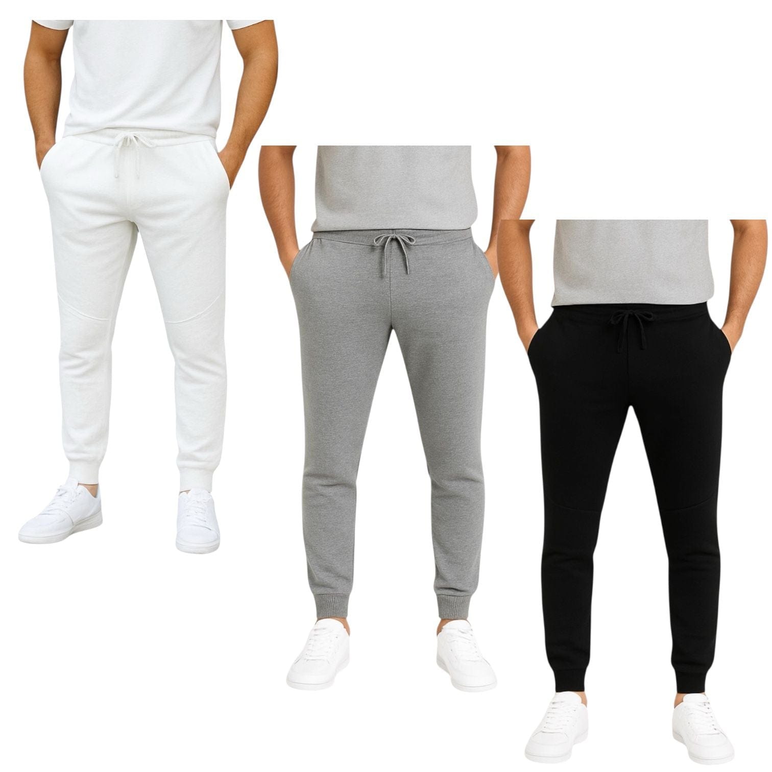 BenBen Men's Joggers Sweatpants Ultra Soft French Terry Dual Pocket - 3 Pack