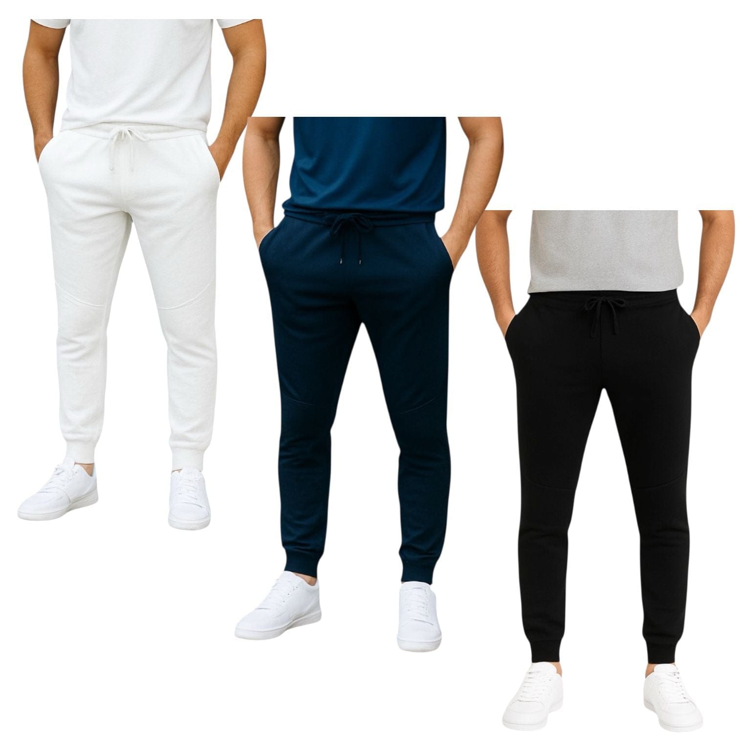 BenBen Men's Joggers Sweatpants Ultra Soft French Terry Dual Pocket - 3 Pack