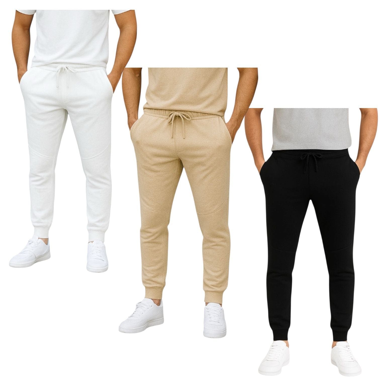 BenBen Men's Joggers Sweatpants Ultra Soft French Terry Dual Pocket - 3 Pack