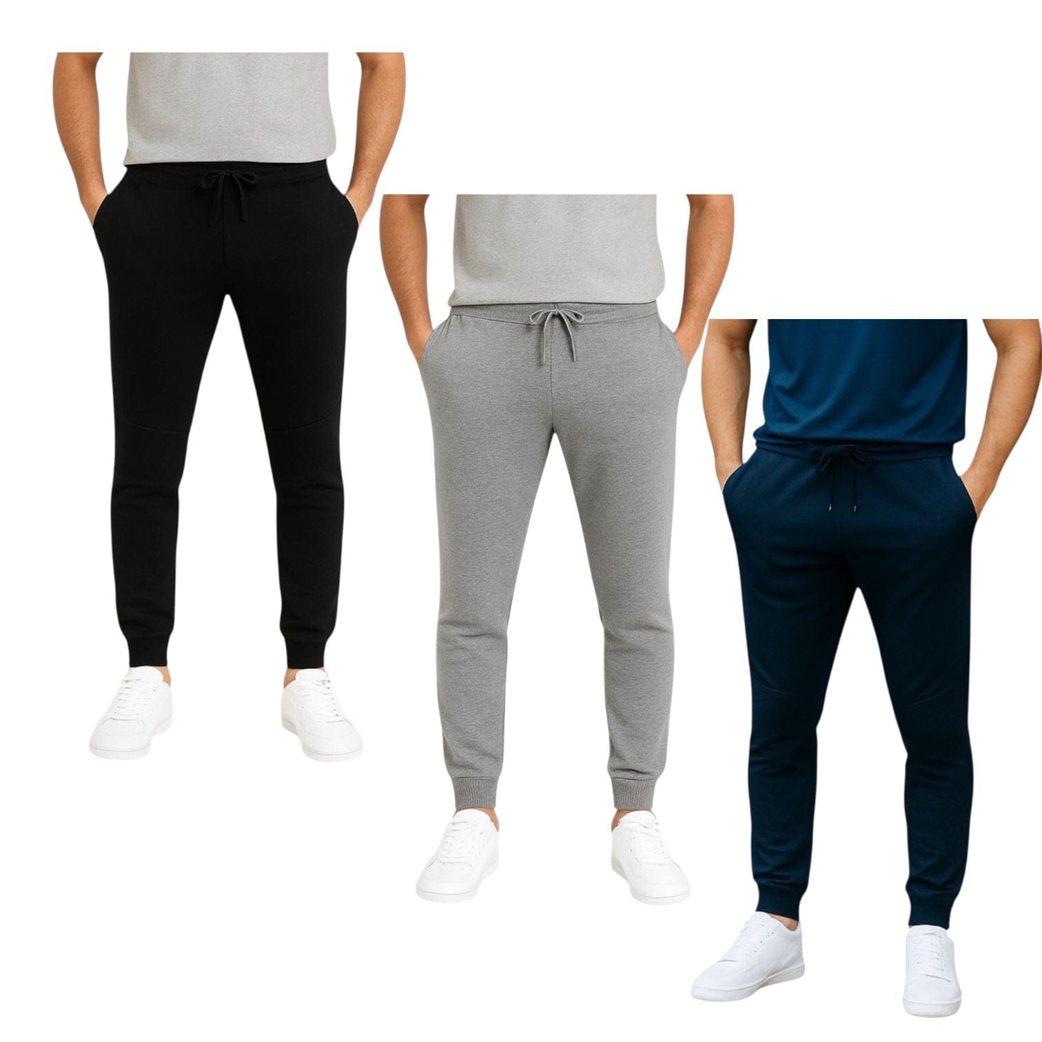 BenBen Men's Joggers Sweatpants Ultra Soft French Terry Dual Pocket - 3 Pack