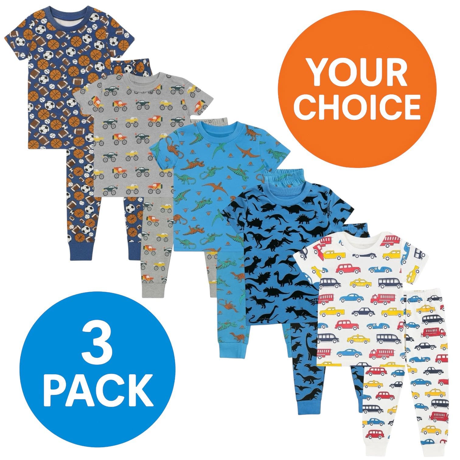 3-Pack Boys Toddler Pajamas – Soft Cotton Sleepwear Set