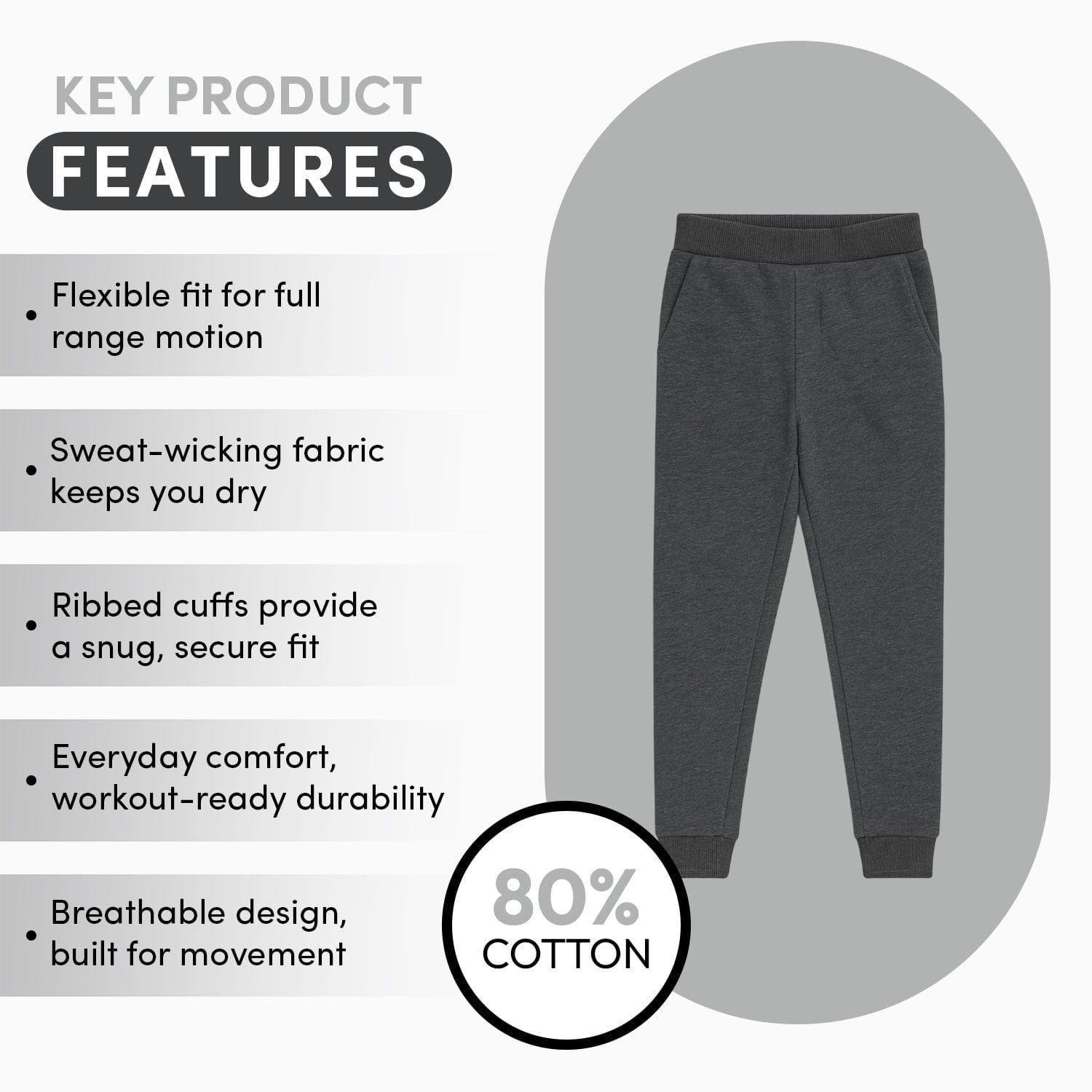 BenBen Boys Fleece Joggers with Pockets – Warm Athletic Sweatpants for Kids, Sizes S-2XL