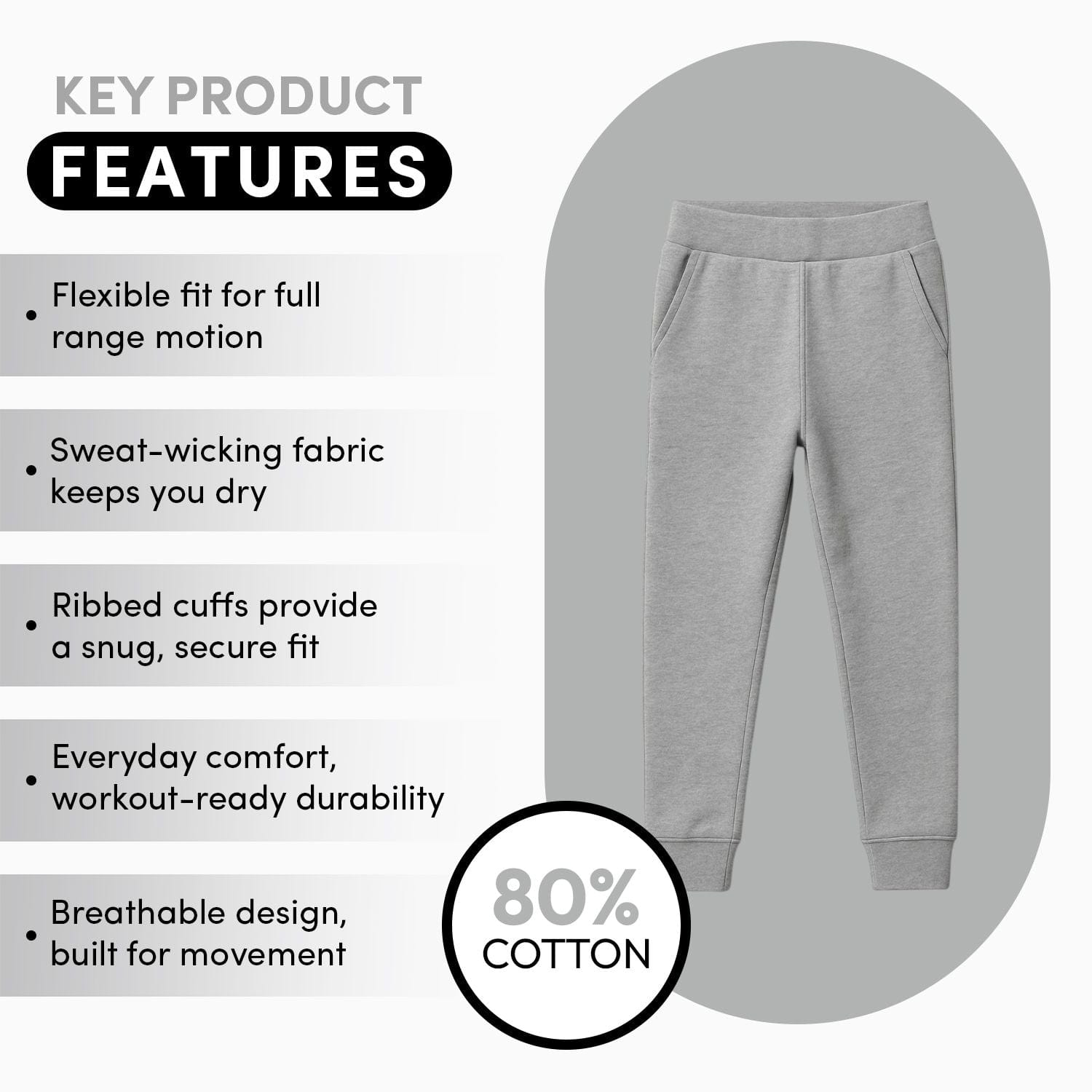 BenBen Boys Fleece Joggers with Pockets – Warm Athletic Sweatpants for Kids, Sizes S-2XL