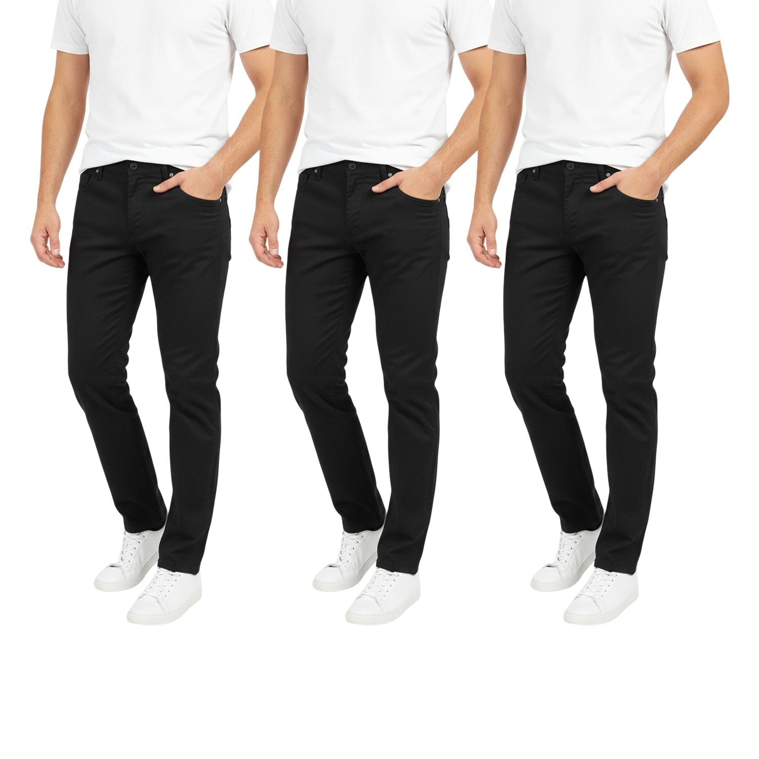 Men's 3-Pack Slim Fit Stretch Chino Pants, Ultimate Multi-Color Bundle, Classic Casual Flat Front Trousers, Lightweight Breathable Khakis, Comfort Stretch Twill Work Pants, Modern Tapered Fit Chinos Bulk Set