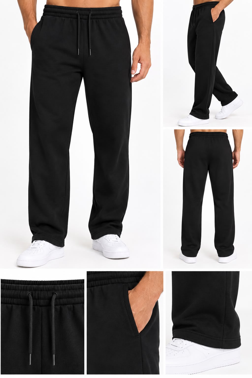 BenBen Men Sweatpants Open Bottom Jogger Pants Heavyweight Casual Stylish Trendy - 3 Pack