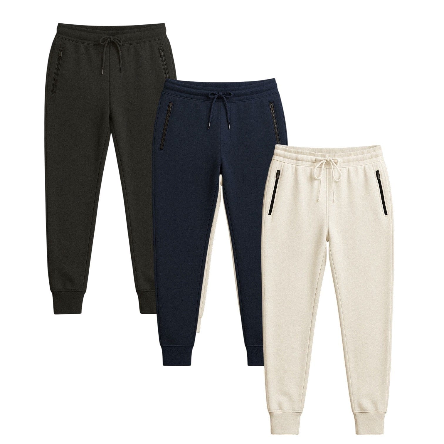 BenBe Women's Fleece Jogger Sweatpants with Zipper Pockets Soft and Stylish - 3 Pack