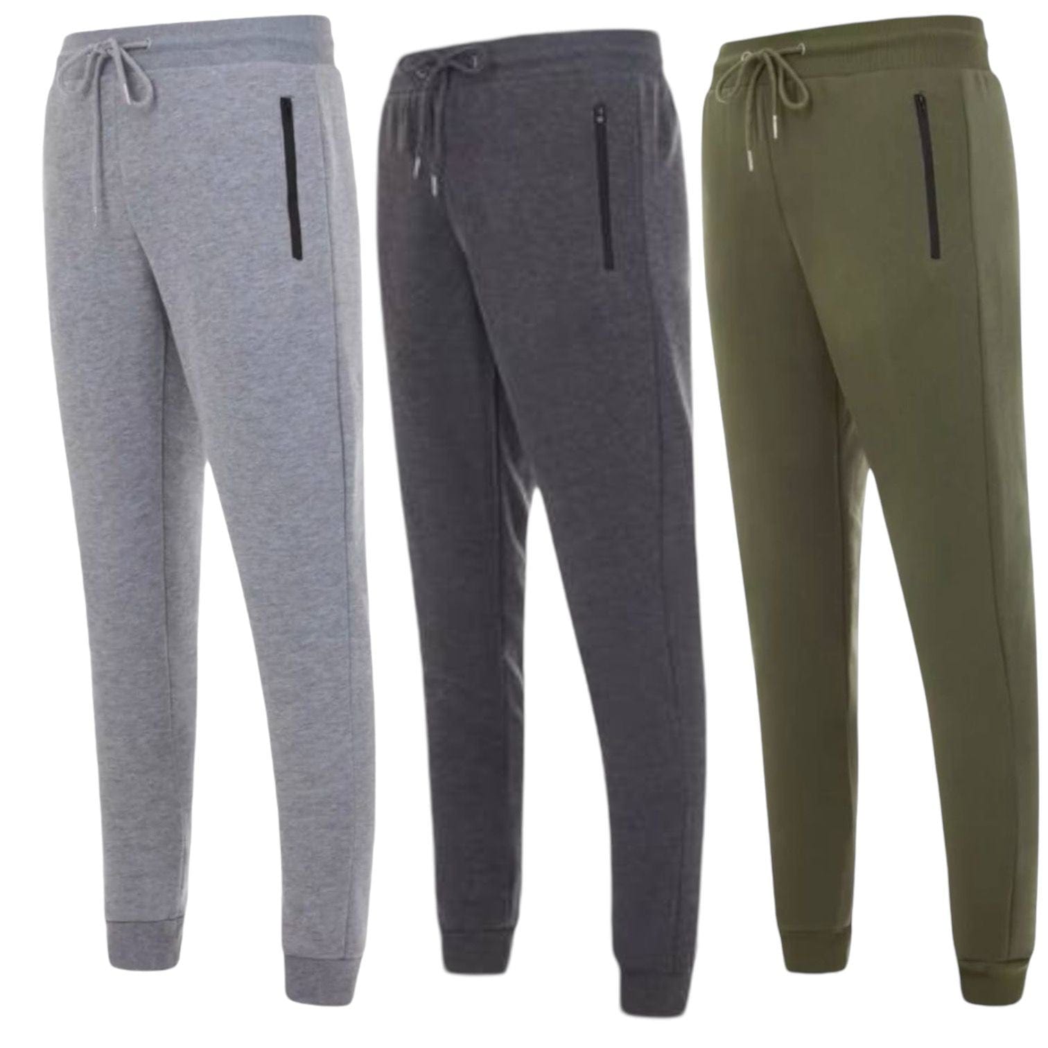 BenBen Men Jogger Sweatpants Athletic Pants with Zipper Loungewear Super Comfort - 3 Pack