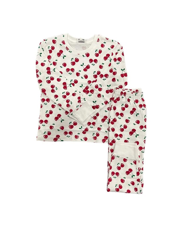 Girls Cotton Pajamas Set – Cute Prints (Flowers & Cherries)