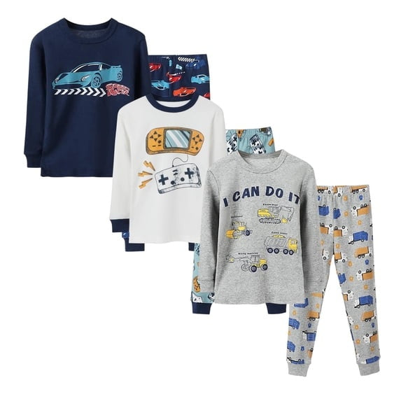 BenBen Kids Toddler Boy Pajamas Set 3-Pack Snug Fit Soft & Cozy - Size 2Y to 7Y