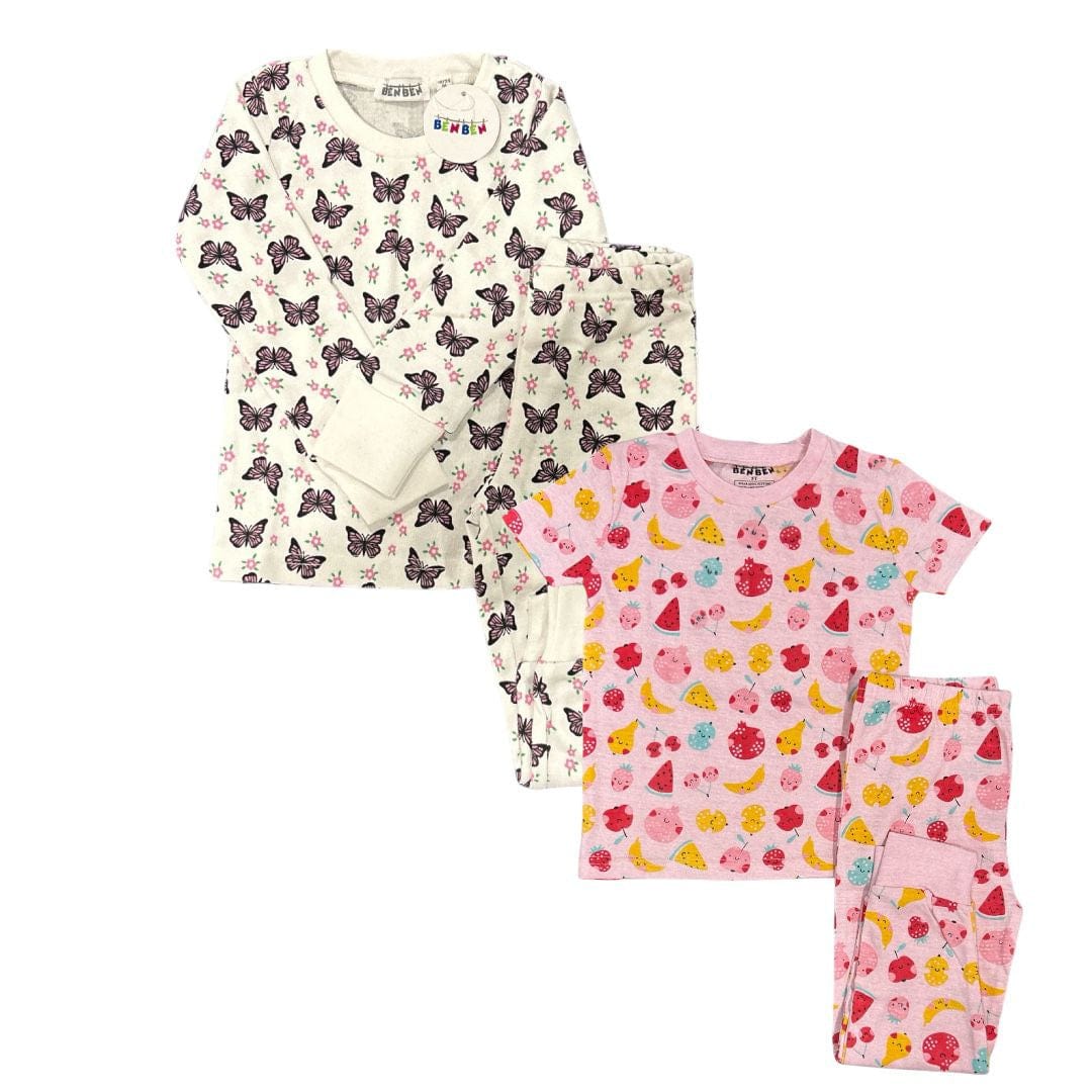 BenBen 2-Pack Girls Toddler Pajama Sets – Super Soft Snug Fit (12M–8Y)