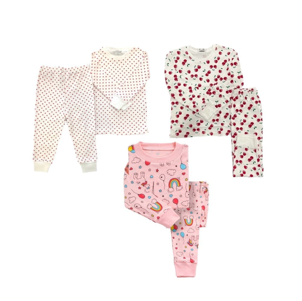 Girls 3-Pack Pajamas – Super Soft Cotton Sleepwear Set