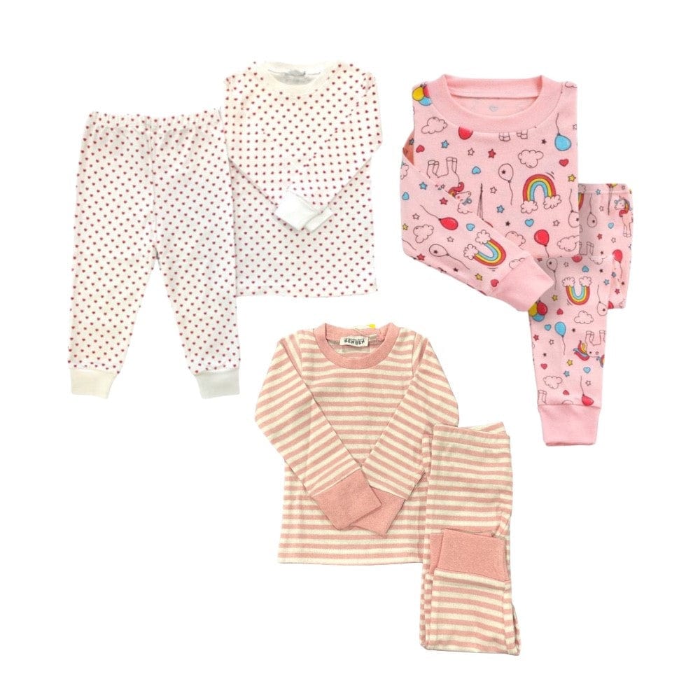 Girls 3-Pack Pajamas – Super Soft Cotton Sleepwear Set