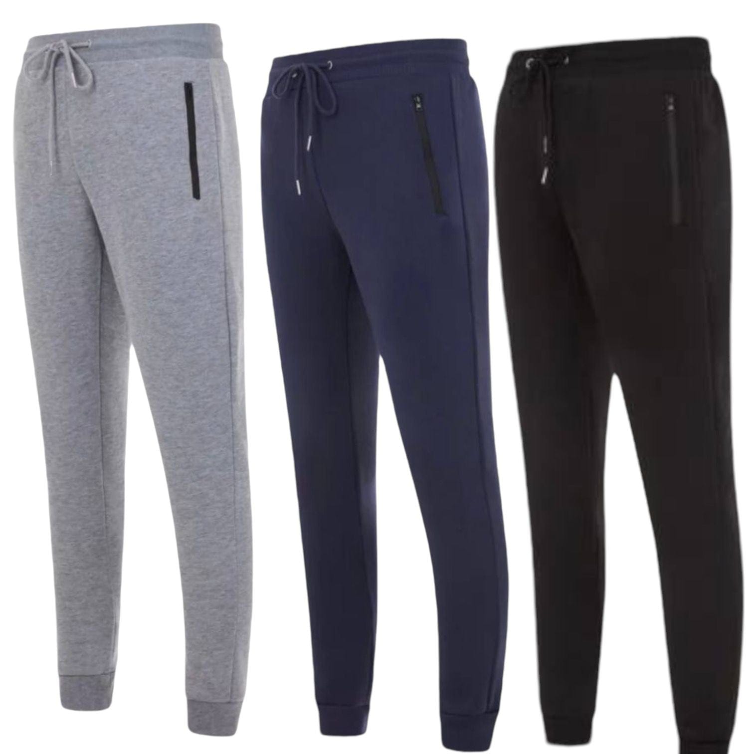 BenBen Men Jogger Sweatpants Athletic Pants with Zipper Loungewear Super Comfort - 3 Pack