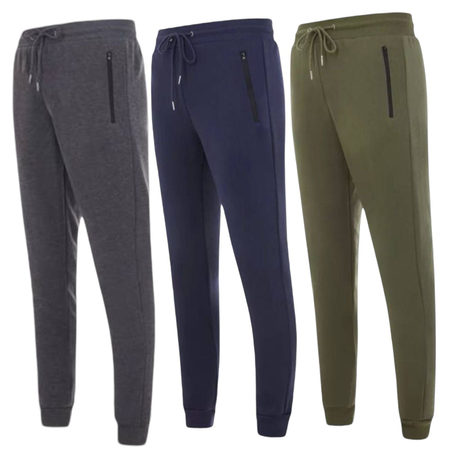 BenBen Men Jogger Sweatpants Athletic Pants with Zipper Loungewear Super Comfort - 3 Pack