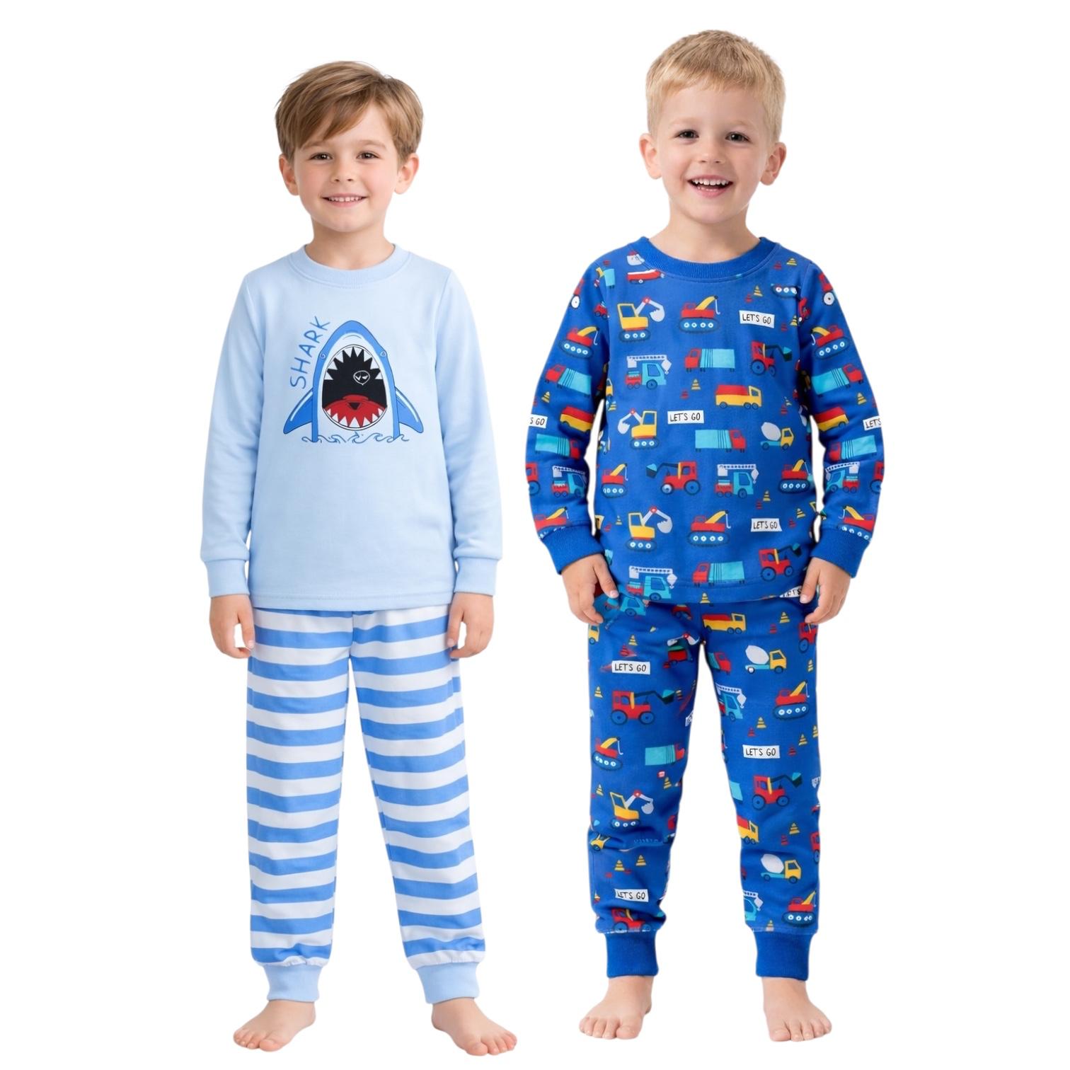 BenBen Kids Toddler Boy Pajamas Pj Set Long Sleeve Snug Fit Soft & Cozy Sleepwear Loungewear 2-Pack - Size 2Y to 10Y