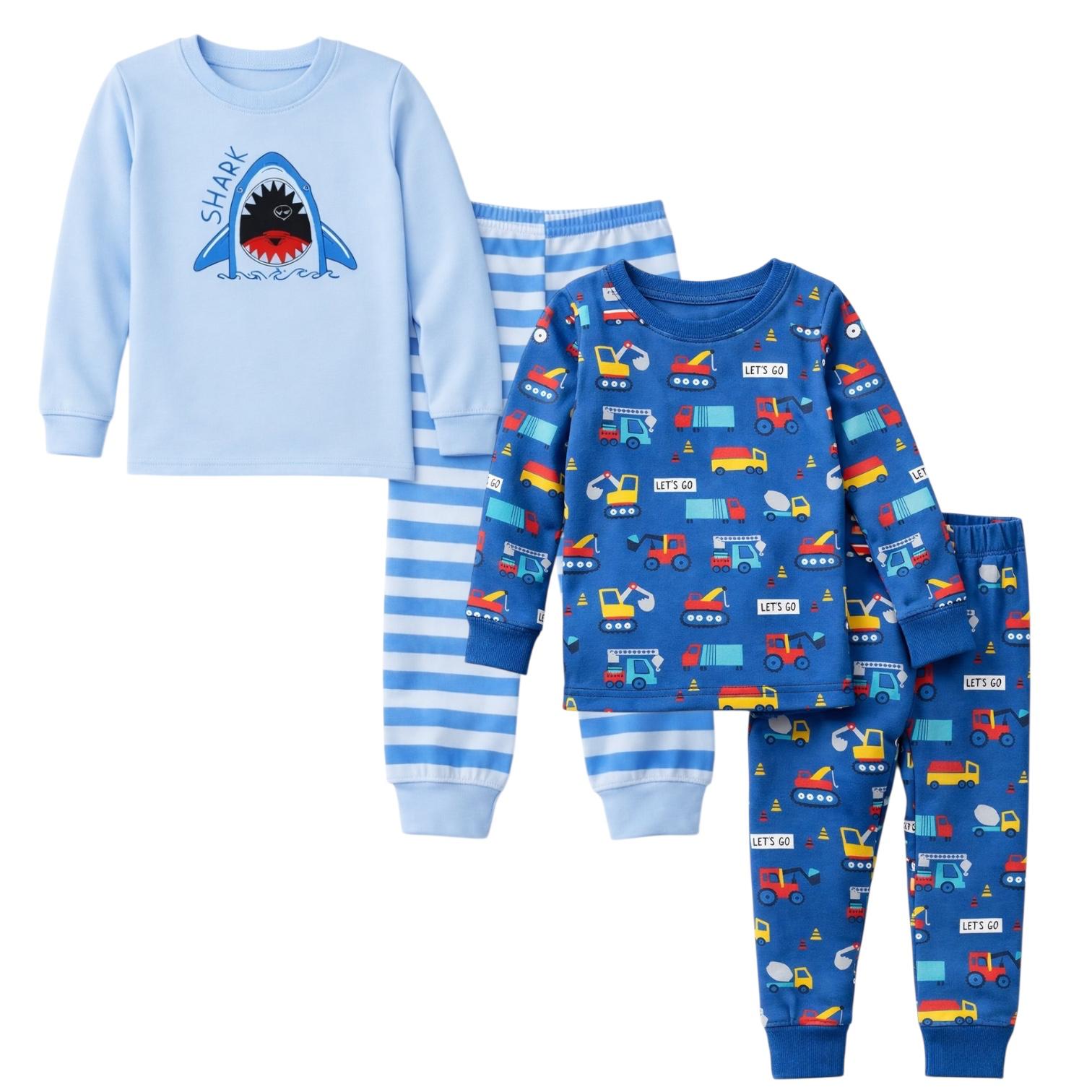 BenBen Kids Toddler Boy Pajamas Pj Set Long Sleeve Snug Fit Soft & Cozy Sleepwear Loungewear 2-Pack - Size 2Y to 10Y