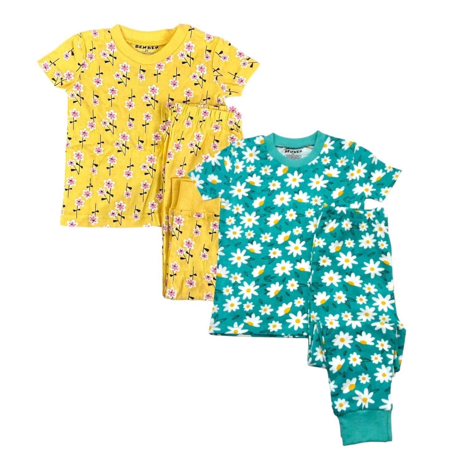Girls Pajamas 2-Pack – Short Sleeve Cotton Sets (Multiple Designs)